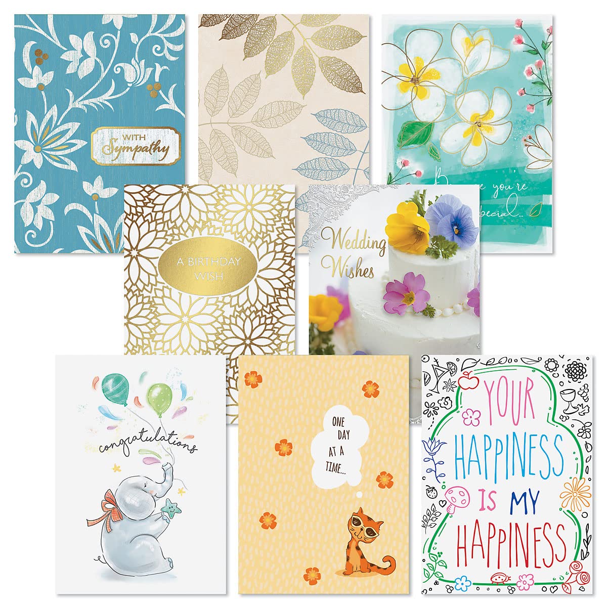 Blue Greeting Card Organizer Box with 48 All-Occasion Cards (5