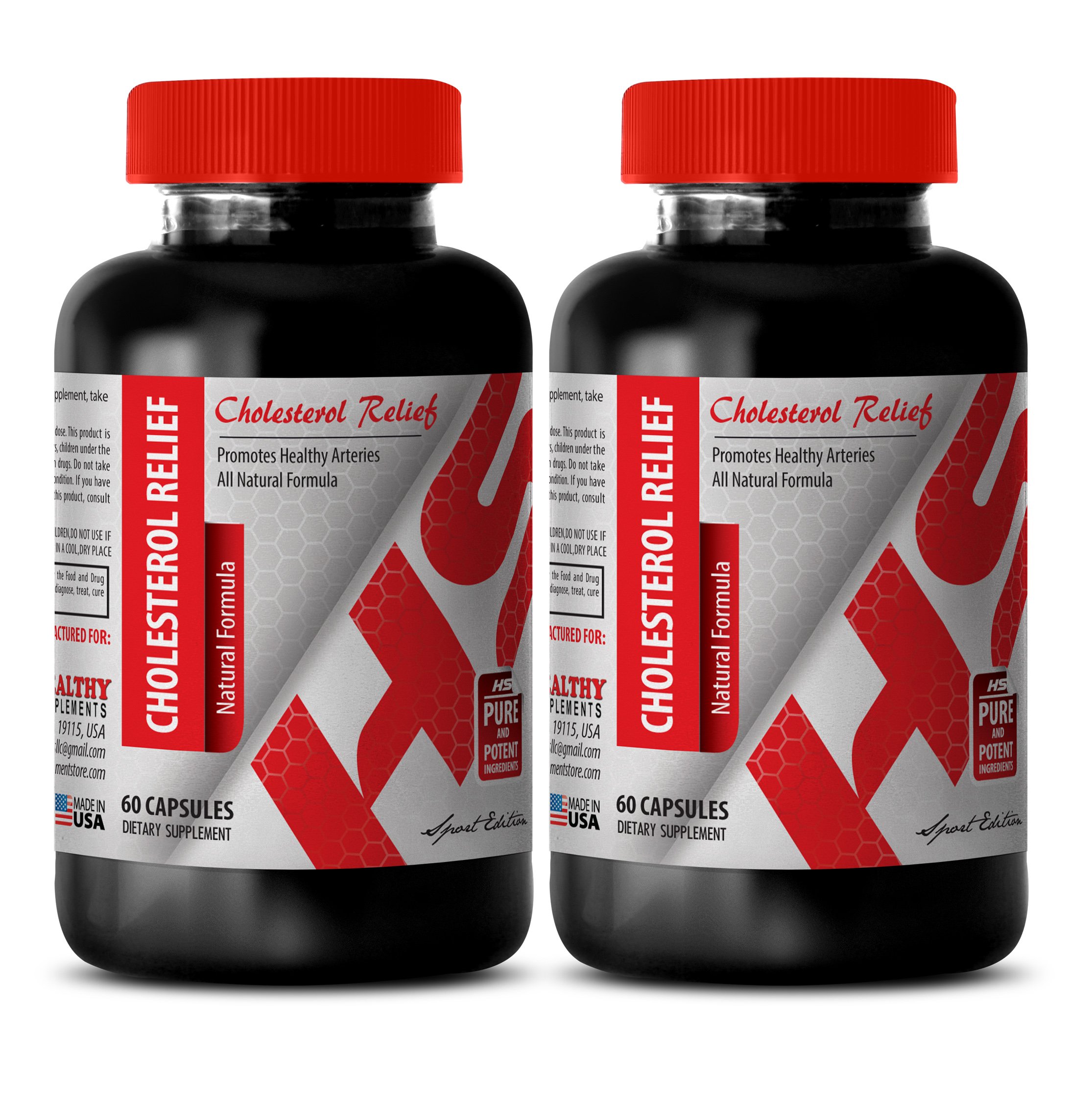 Natural Cholesterol Lowering Supplement for Adults - Immune Support & Heart Health - All Natural Formula with Herbal Extracts - 120 Capsules (2 Bottles) - Supports Healthy Lifestyle & Cardiovascular Wellness