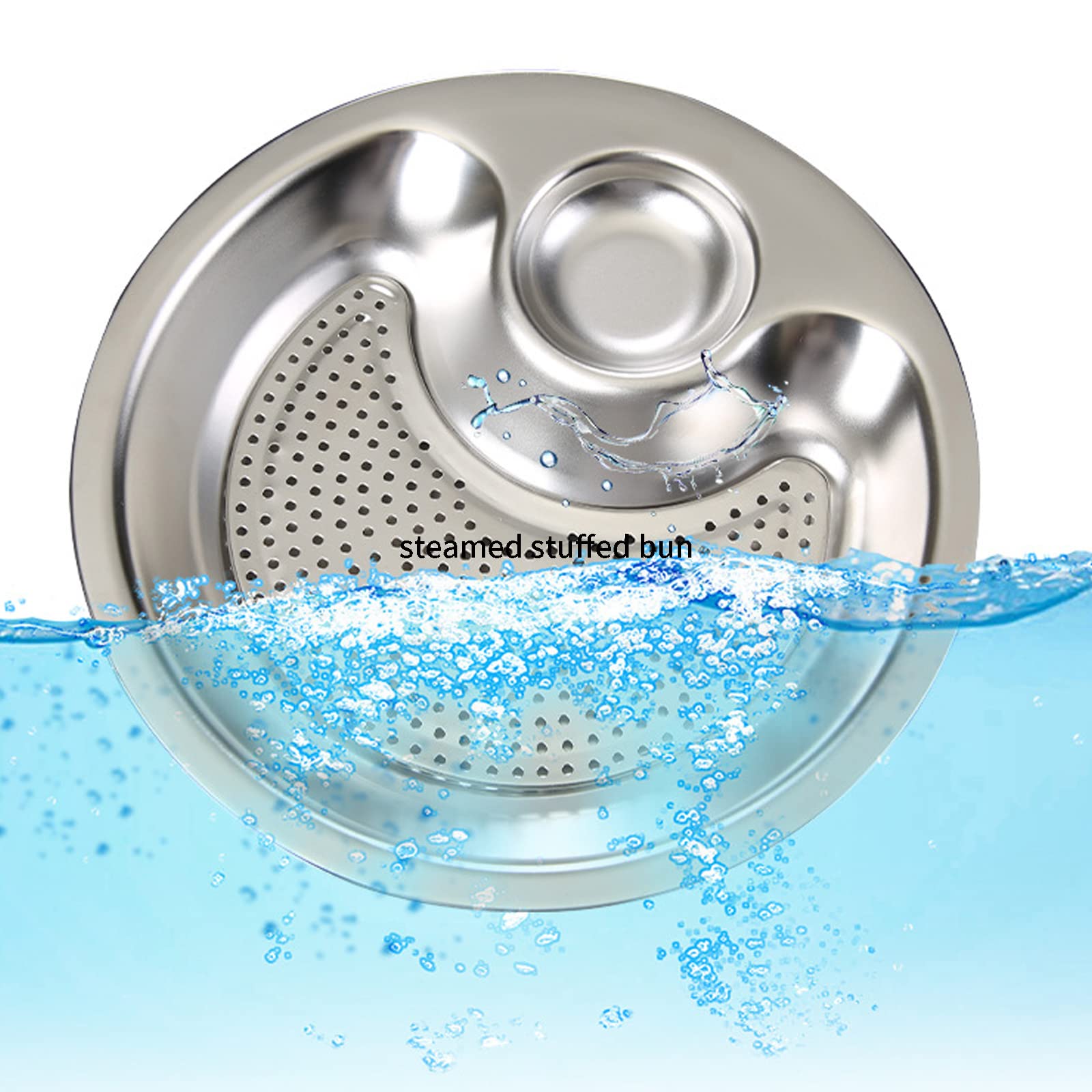 Premium Stainless Steel Dumpling Tray with Sauce Dish & Drain Tray - Double Layer Multipurpose Serving Plate for Dim Sum, Sushi, Appetizers - Perfect for Dinner Parties, Restaurants & Home Use (Silver)