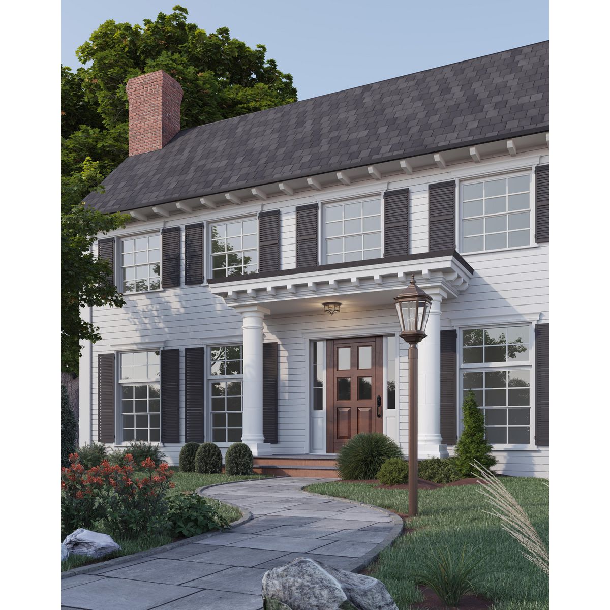 Crawford Collection 4-Light Outdoor Post Lantern - Elegant Black Wall Mounted Exterior Lighting for Porch, Garden & Driveway