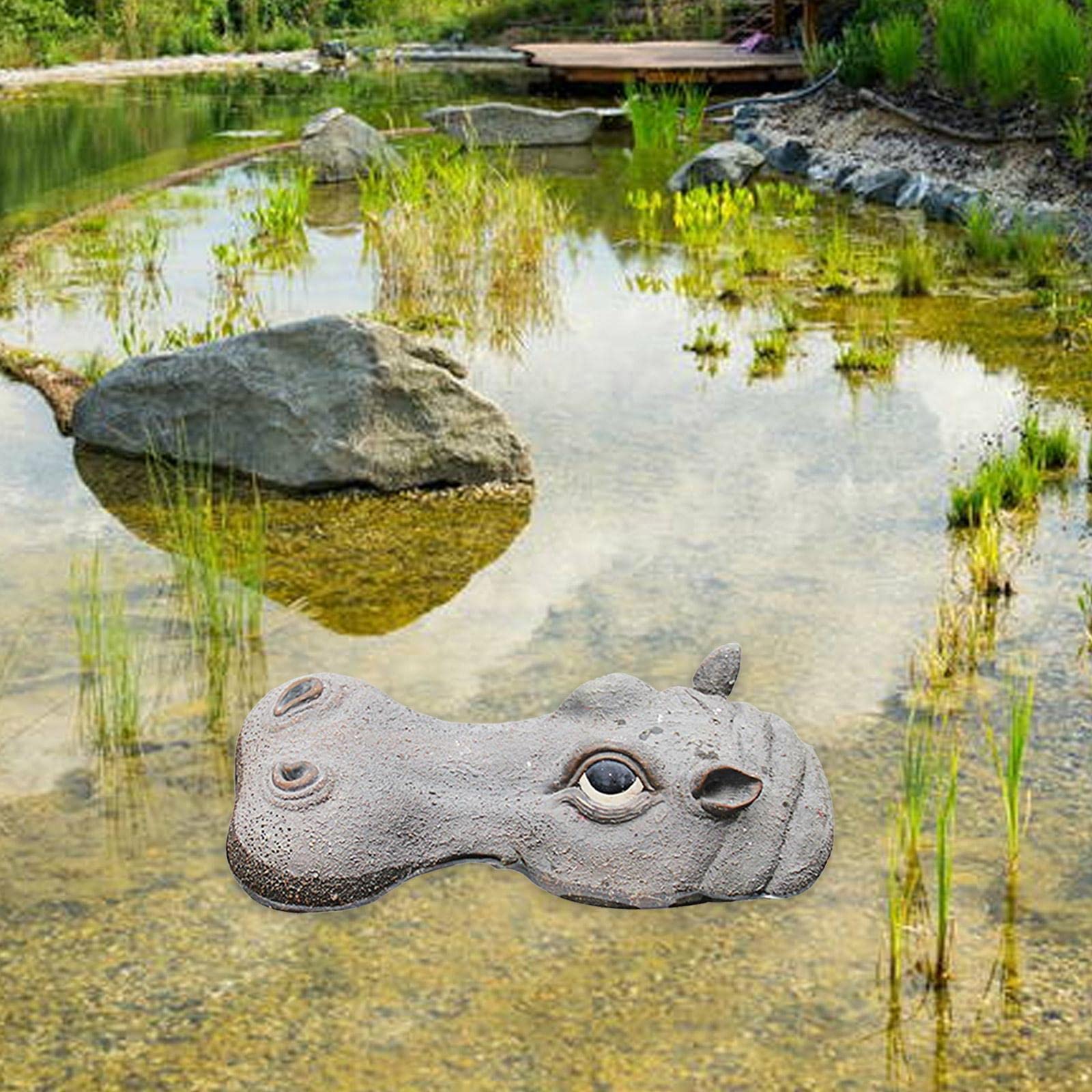 Realistic Floating Hippo Pool Float - Decorative Garden & Pond Sculpture for Outdoor Decor | Perfect for Pool Parties, Backyard Ponds & Terrace Landscaping