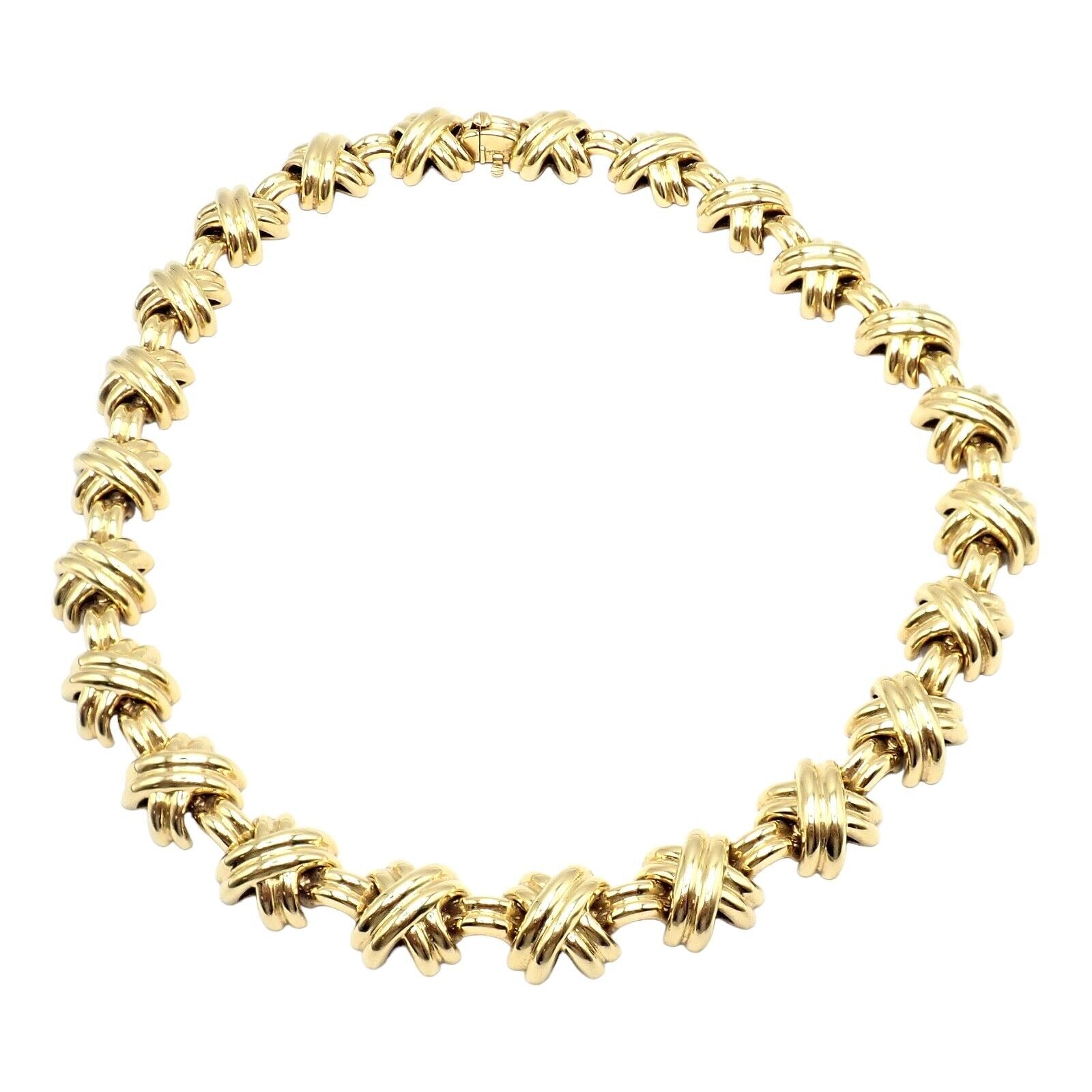 Vintage Tiffany & Co. 18k Yellow Gold Large X Classic Signature Necklace | Elegant Jewelry for Women | Perfect for Weddings, Anniversaries & Special Occasions