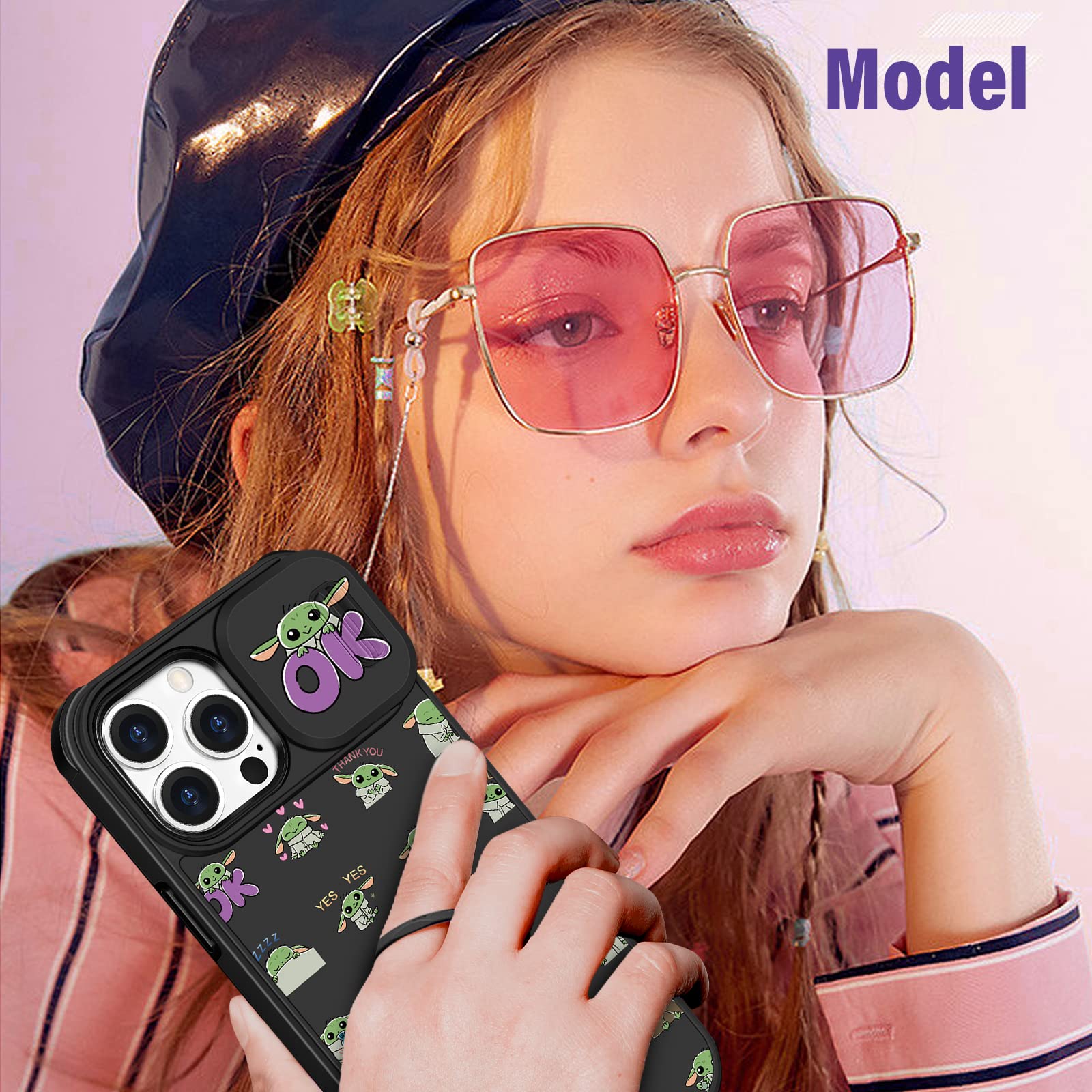 Qerrassa iPhone 15 Pro Max Case - Cute Cartoon Design, Shockproof Protective Cover with Camera Cover & Ring Holder for Apple iPhone 15 Pro Max 6.7