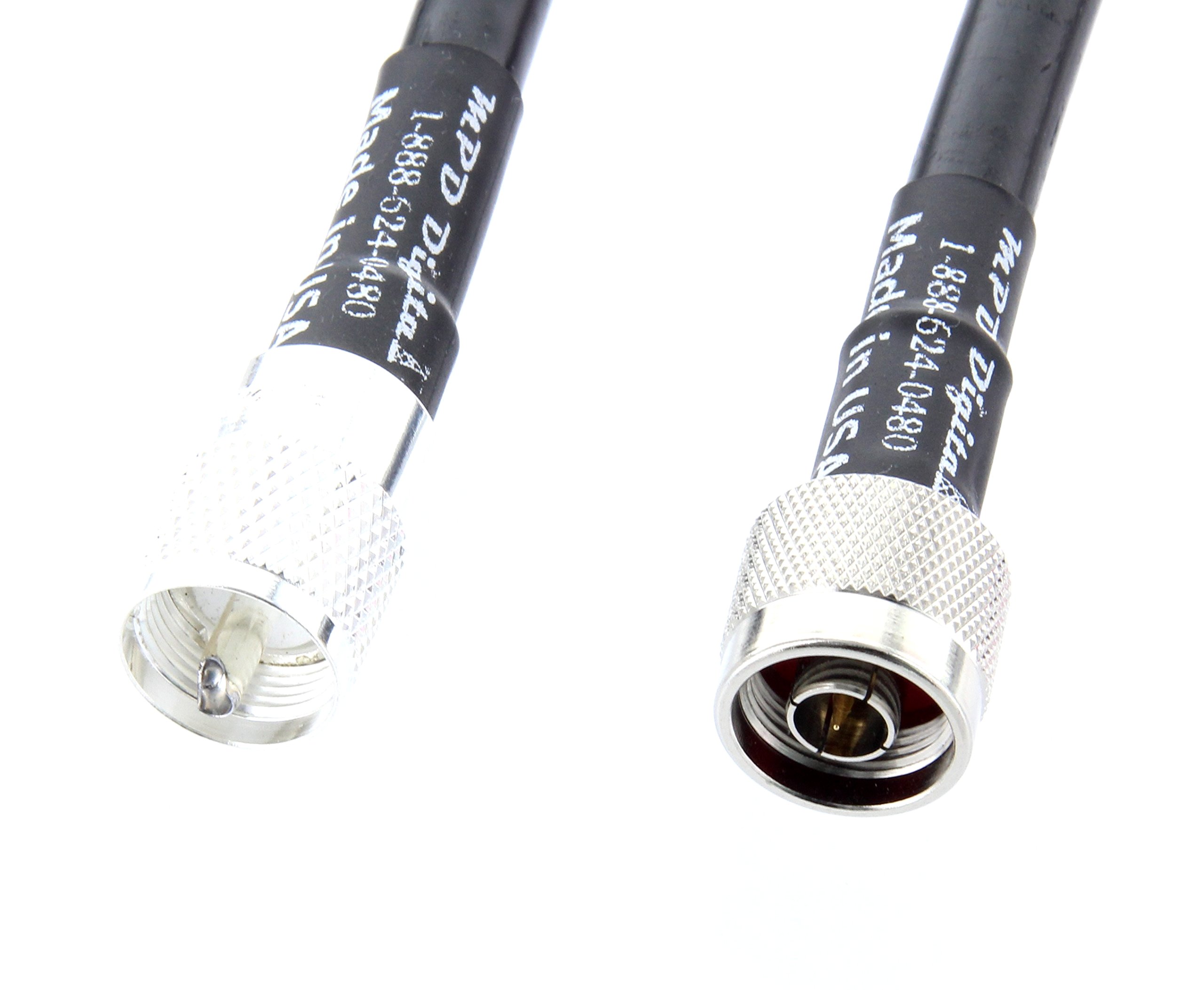 Times Microwave LMR-400 N Male to PL-259 Connector - 75ft RF Coaxial Cable for Ham Radio, CB Antenna, and Wireless Communication - Perfect for Amateur Radio, CB Radios, and Signal Boosting Applications