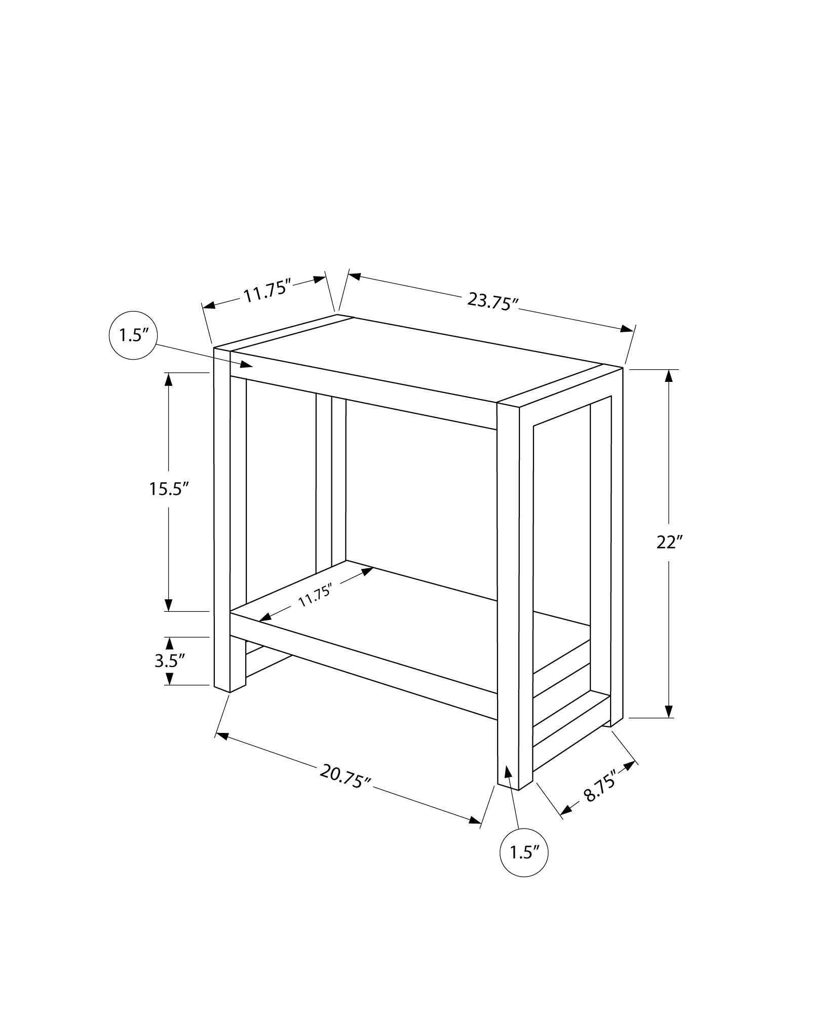 Modern Accent Side Table 22 Inch Height in Grey with Black Metal Frame - Perfect for Living Room, Bedroom, or Office Decor