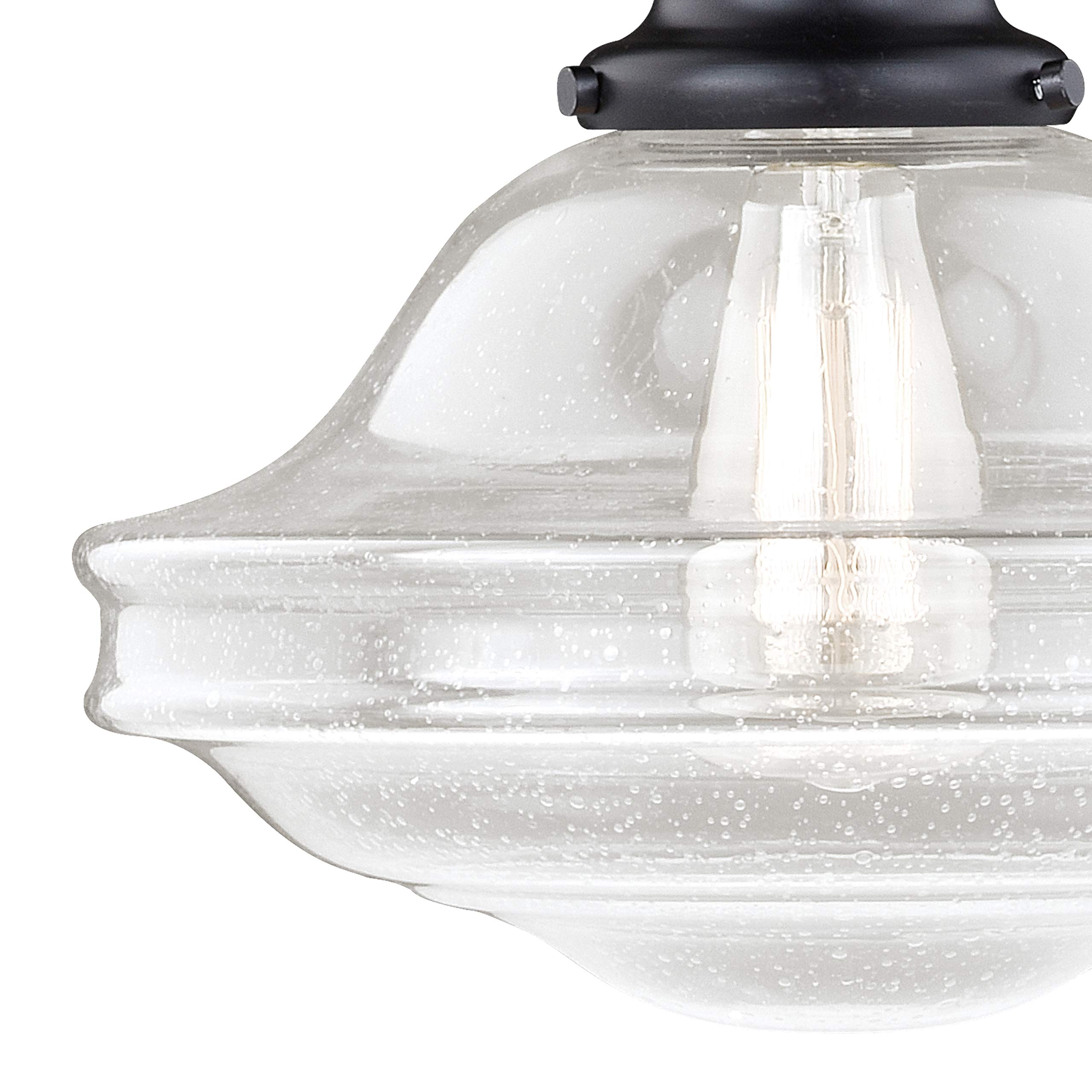 VAXCEL Huntley 1-Light Bronze Farmhouse Pendant Light with Clear Glass Shade - Perfect for Kitchen Island, Dining Room, and Entryway Lighting