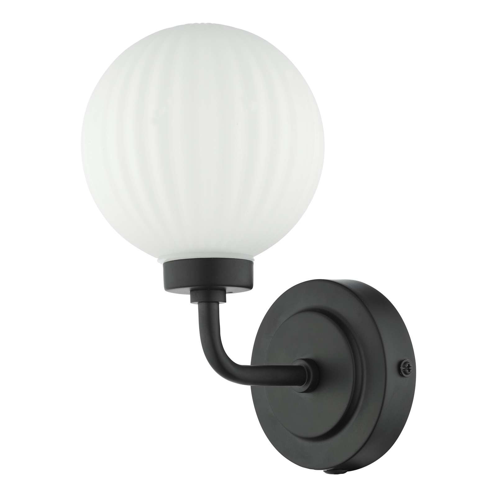 Alrik Modern Bathroom Wall Light - Matt Black Finish with Opal Glass Shade, IP44 Waterproof for Bathroom, Vanity, and Powder Room Lighting
