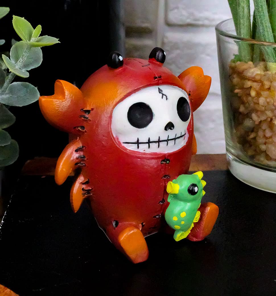 Ebros Gift Marine Nautical Red Lobster & Seahorse Skeleton Voodoo Monster Figurine - Furrybones Ocean Themed Halloween Collectible Decor for Home, Office, or Party Display