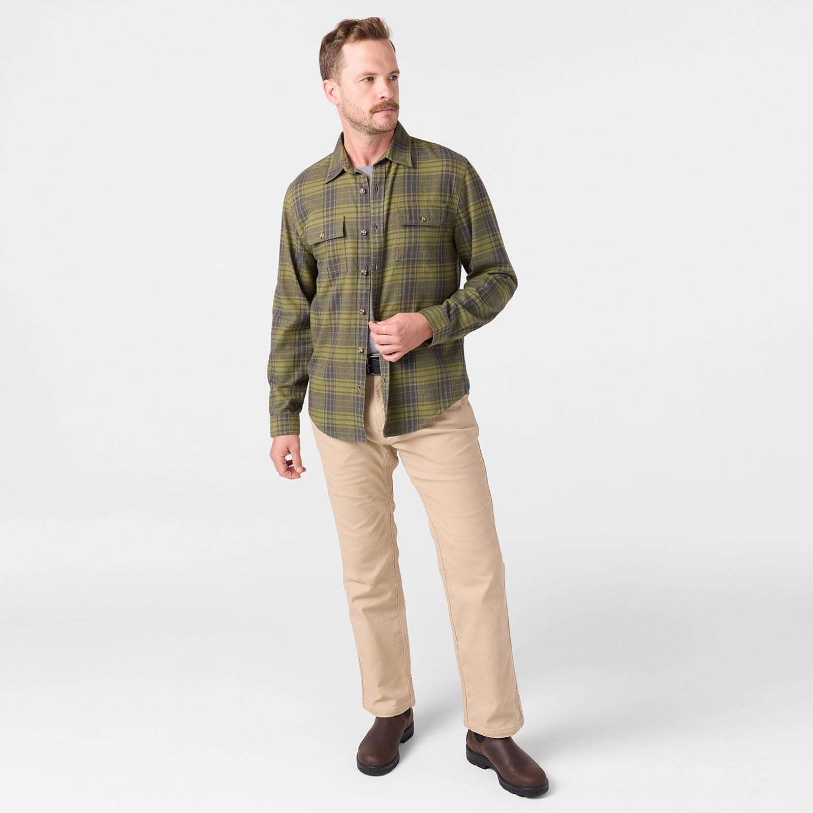 Men's Park Flannel Shirt - Soft Plaid Long Sleeve Button Down for Outdoor Camping & Fall Fashion