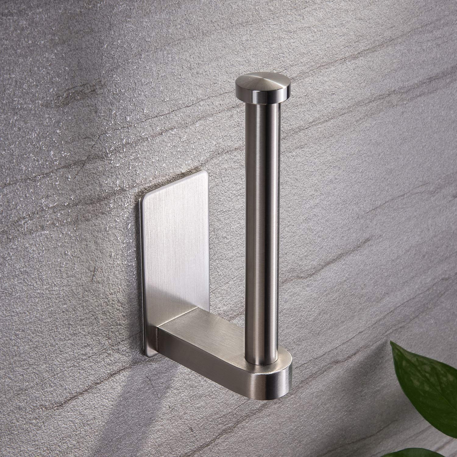 YIGII No Drill Self Adhesive Toilet Paper Holder - Stainless Steel Brushed Bathroom Tissue Roll Stand for Easy Installation | Perfect for Small Spaces, Apartments, RVs and Modern Bathrooms