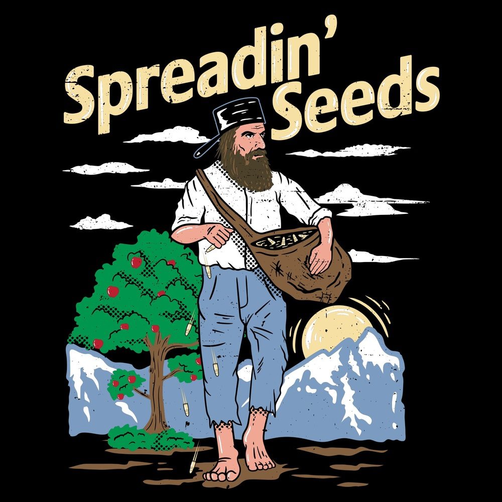 Spreadin' Seeds Graphic T-Shirt - Black Cotton Tee for Men & Women - Perfect for Casual Wear, Concerts, and Outdoor Activities