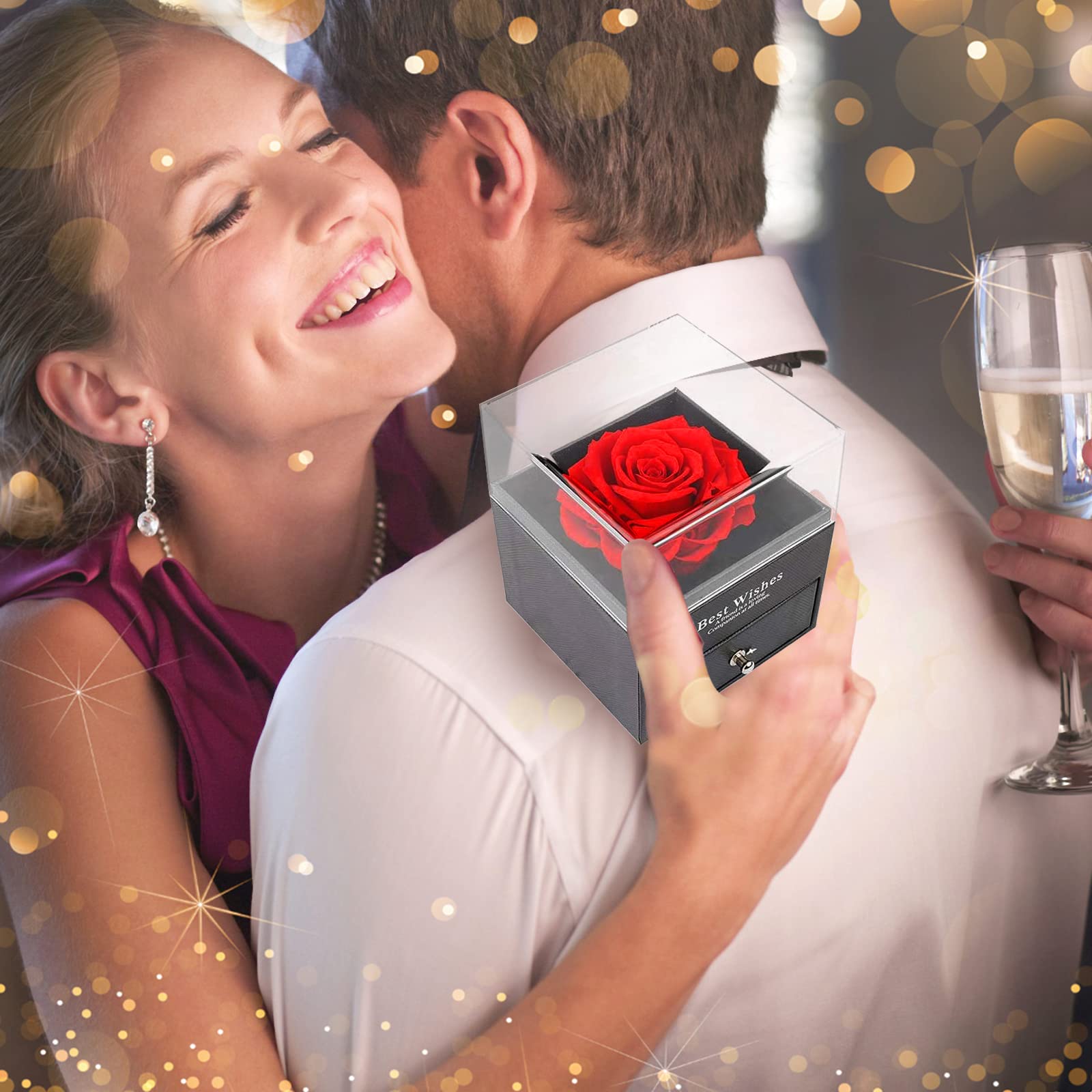 Mother's Day Gift for Mom - Preserved Rose with 'I Love You' Necklace, Eternal Flower Keepsake for Wife, Girlfriend, Daughter, Son - Birthday, Anniversary, Valentine's Day Present for Women (Red) - Perfect for Special Occasions & Romantic Surprises