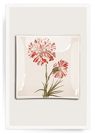 Handmade Peppermint Flower Decoupage Glass Serving Tray - Elegant Home Decor for Tea Parties, Bridal Showers & Gift Giving