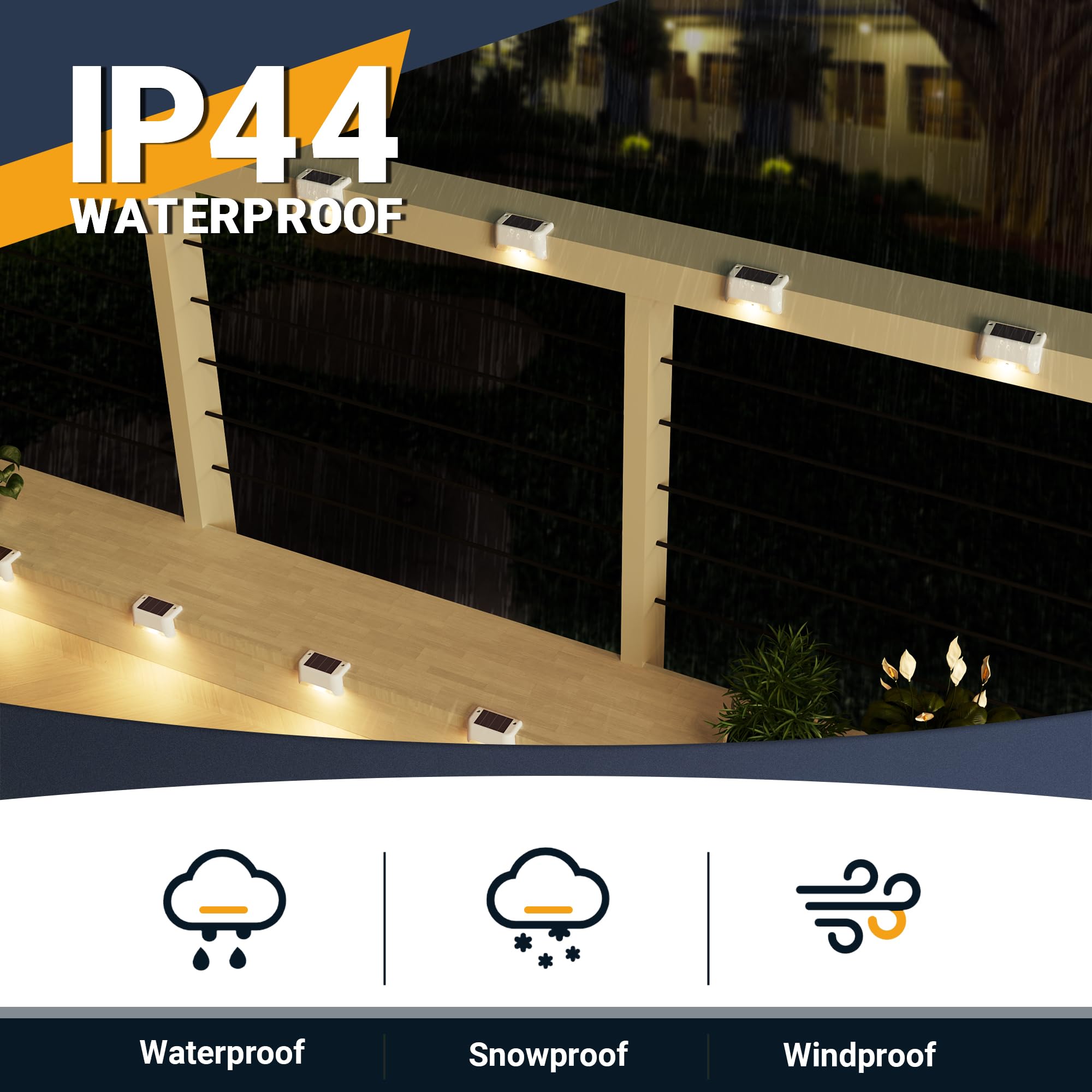 Solar Fence Lights Outdoor, 12Pack Waterproof LED for Deck, Stairs, Yard - Warm White Lighting for Night Safety