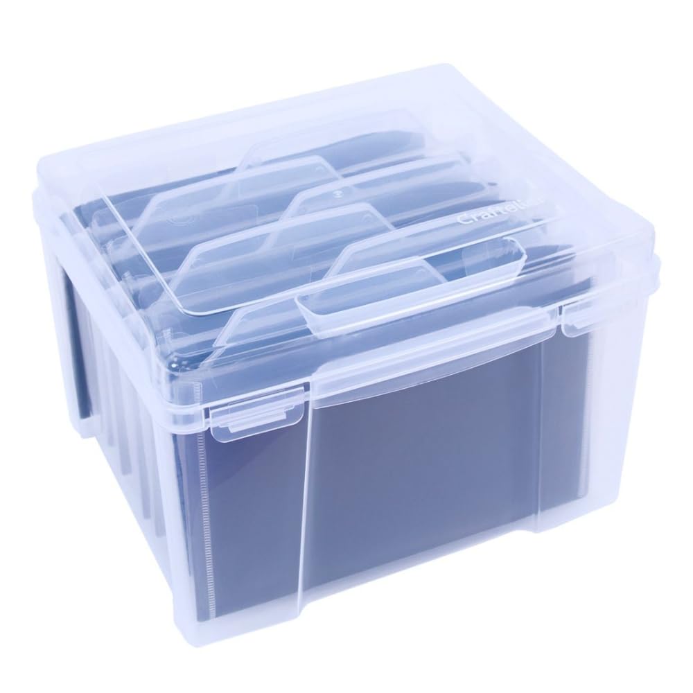 Craftelier Scrapbook Storage Box with Magnetic Sheets - Durable Organizer for Stamps, Dies & Craft Supplies - Clear Transparent Design - Perfect for Scrapbooking, Card Making & Stamp Collecting Hobbies