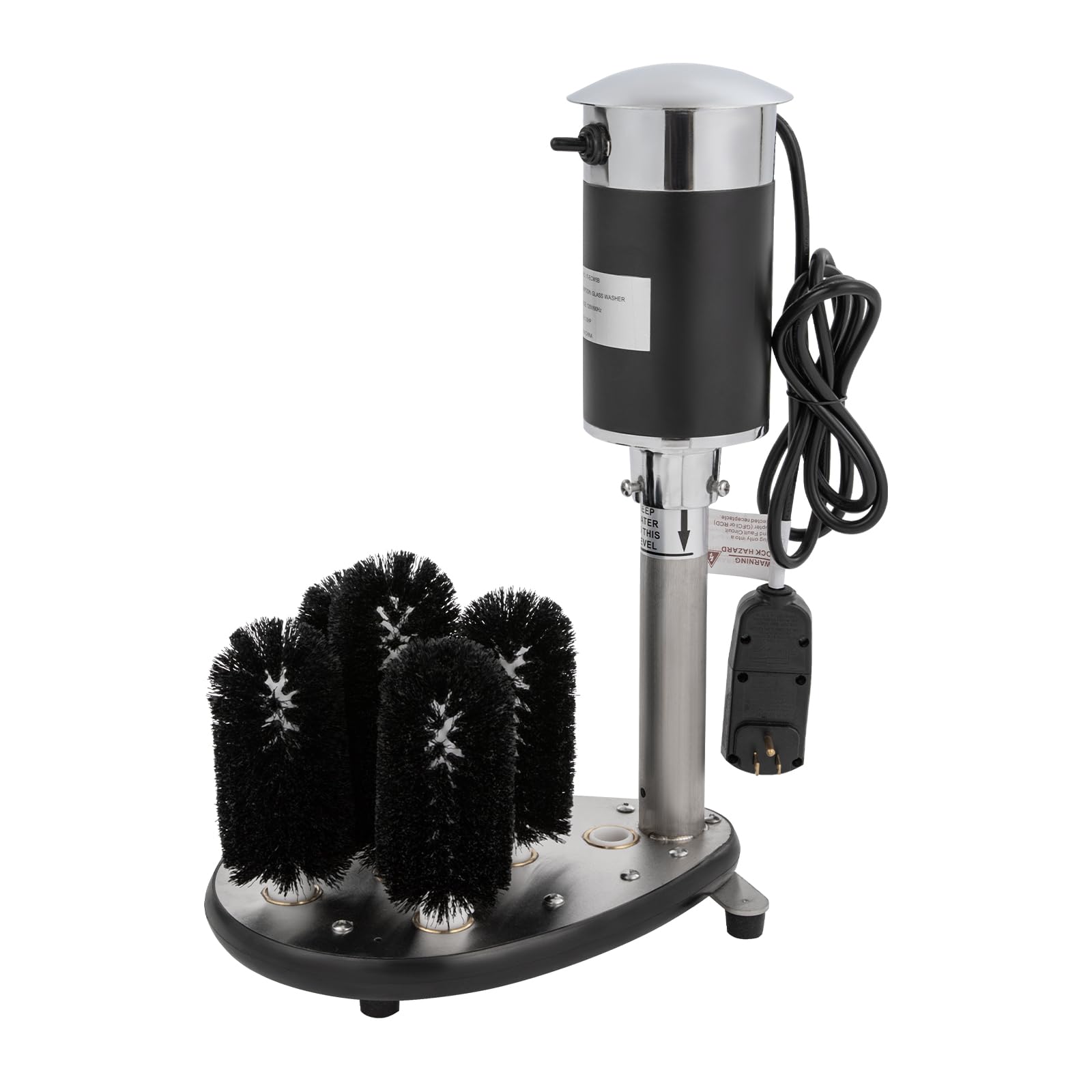 Electric Bar Glass Washer Machine - 5-Brush Commercial Wine Glass Cleaner for Restaurants, Bars & Cafes | Fast Cleaning & Sanitizing | Stainless Steel Design | Perfect for High-Volume Glassware Washing in Hospitality Settings