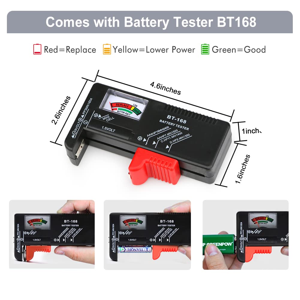 Premium Battery Organizer Storage Case with Tester - Holds 200+ AA AAA C D 9V Batteries (Not Included) - Durable Battery Vault Box for Garage, Home & Office Organization - Perfect for Emergency Kits, Electronics & DIY Projects