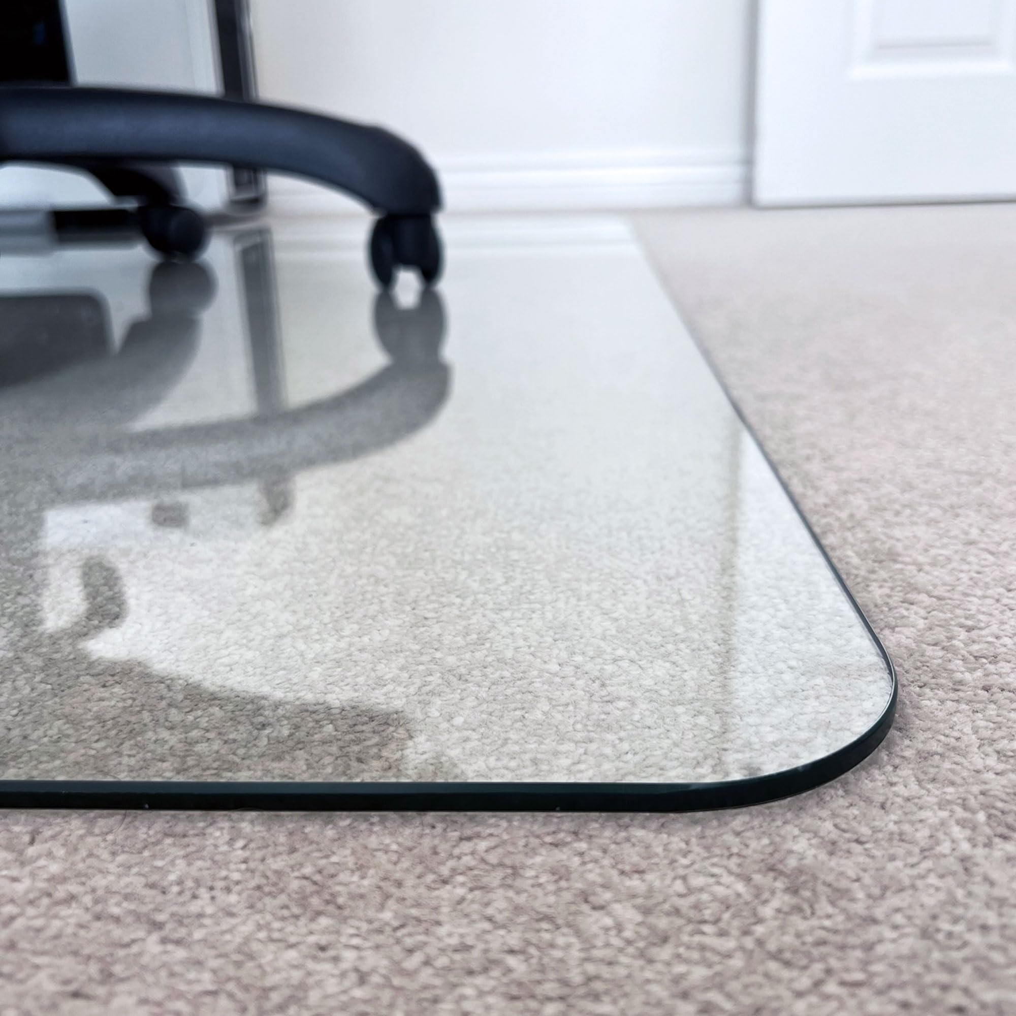 Marvelux 36x40 Inch Clear Tempered Glass Office Chair Mat - Non-Slip Protector for Carpet & Hardwood Floors | Heavy Duty Executive Mat for High Pile Carpets & Hardwood | Perfect for Home Office, Gaming Setup & Workspace Protection