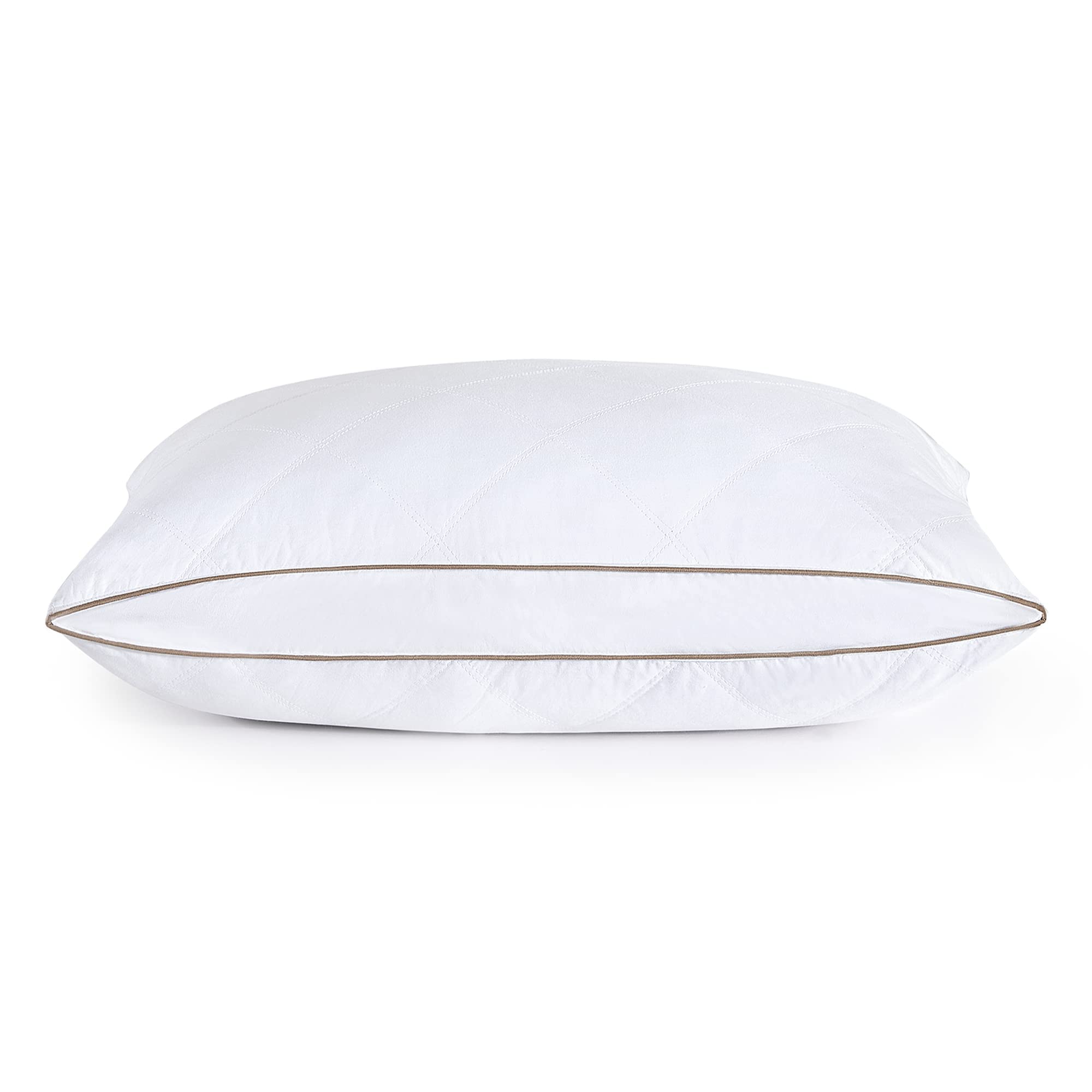 PureDown® Medium Support Down Pillow Standard Size (20x26) - Hypoallergenic Feather Pillow for Back Sleepers, Gusseted Design for Neck Support - Perfect for Home, Hotel, and Travel Use (Golden Oval, 1 Pack)
