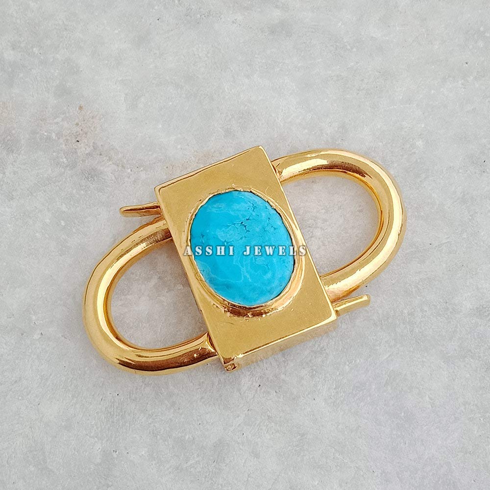 14K Yellow Gold Handmade Turquoise Padlock Jewelry - Elegant Lock Pendant Necklace for Women, Boho Chic Accessories for Everyday Wear & Special Occasions