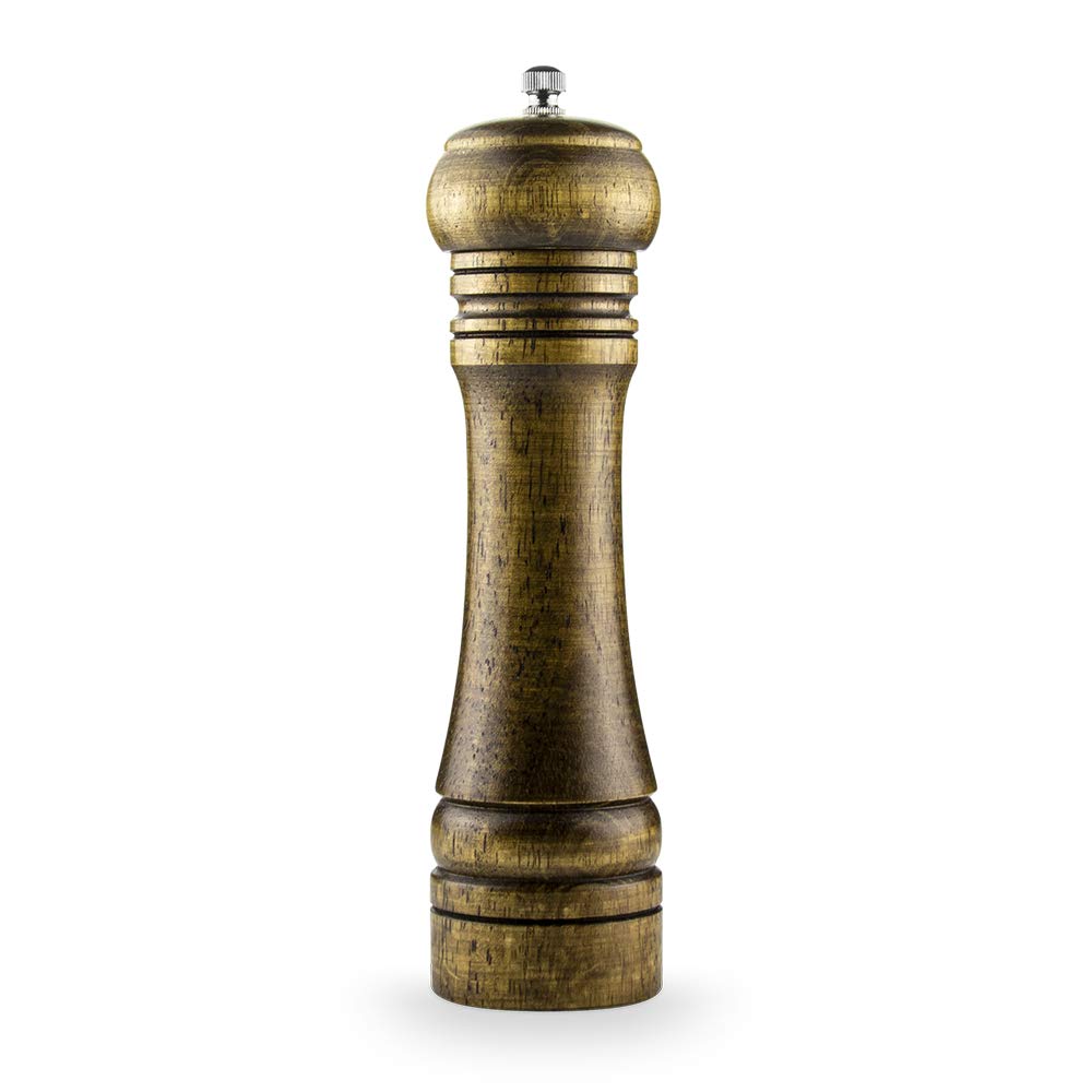 Premium 8 Inch Wood Pepper Grinder with Ceramic Rotor - Adjustable Coarseness, Hand Operated Capstan Mill for Freshly Ground Spices - Perfect for Kitchen, Dining Table & Gourmet Cooking