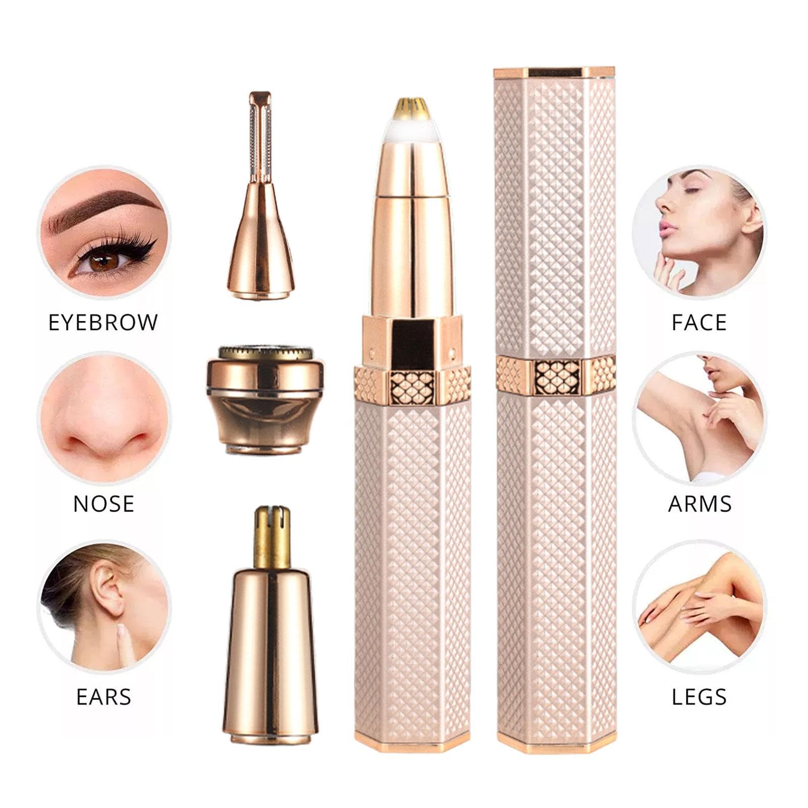Chrox Electric Eyebrow Trimmer & Facial Hair Remover - 4-in-1 Rechargeable Epilator for Women, Painless Eyebrow, Lips, Body & Face Hair Removal | Perfect for Home Use, Travel & Daily Grooming Routine