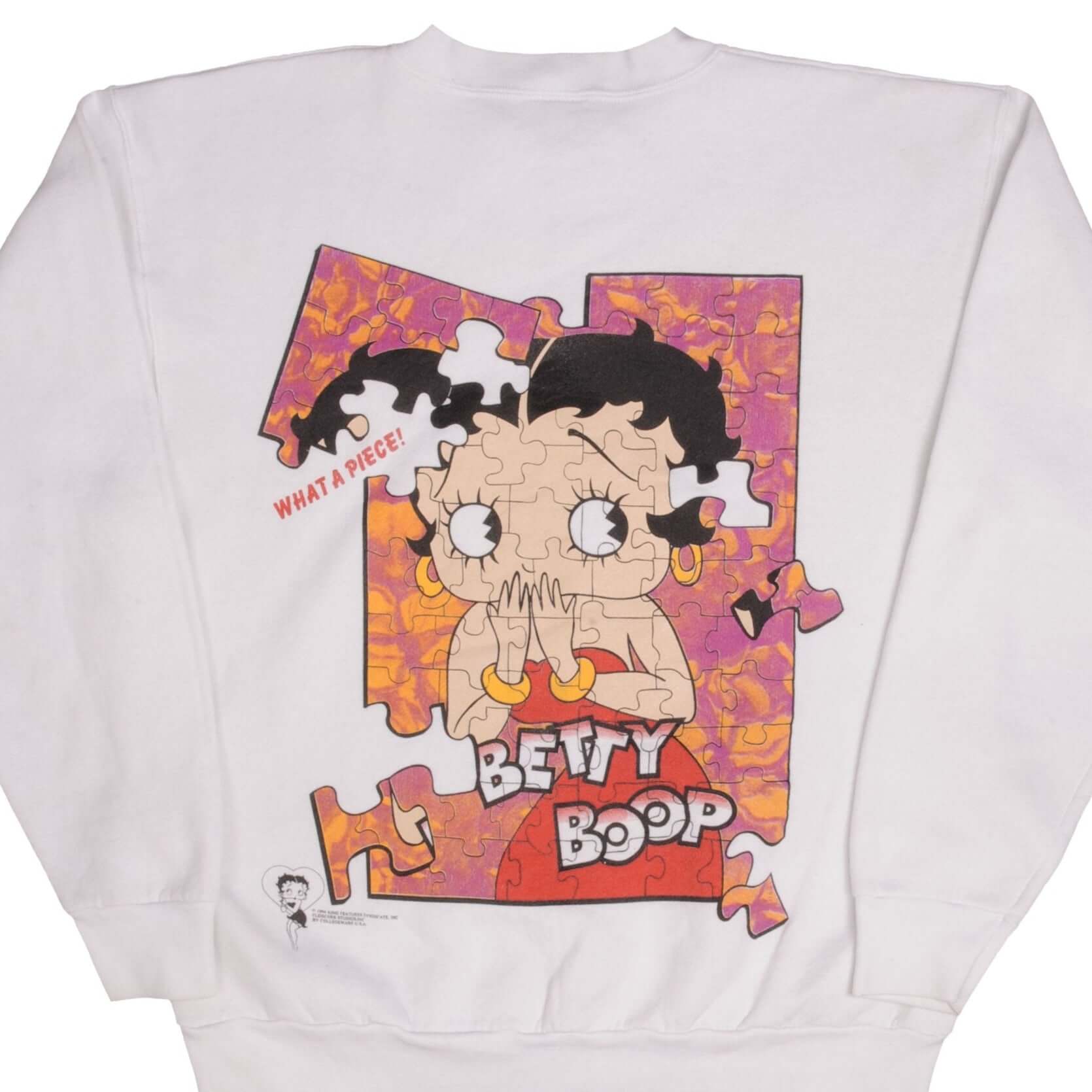Vintage Betty Boop Puzzle Sweatshirt 1994 - Large Size, Made in USA - Retro Cartoon Fashion for Casual Wear & Collectors