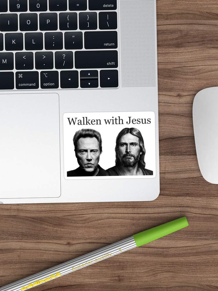 3 Pack Walken with Jesus Vinyl Stickers - Funny Decals for Laptop, Phone, Car, Guitar & Fridge - Religious Humor Gifts for Christians - Perfect for Bible Study, Church Events & Christian Fellowship