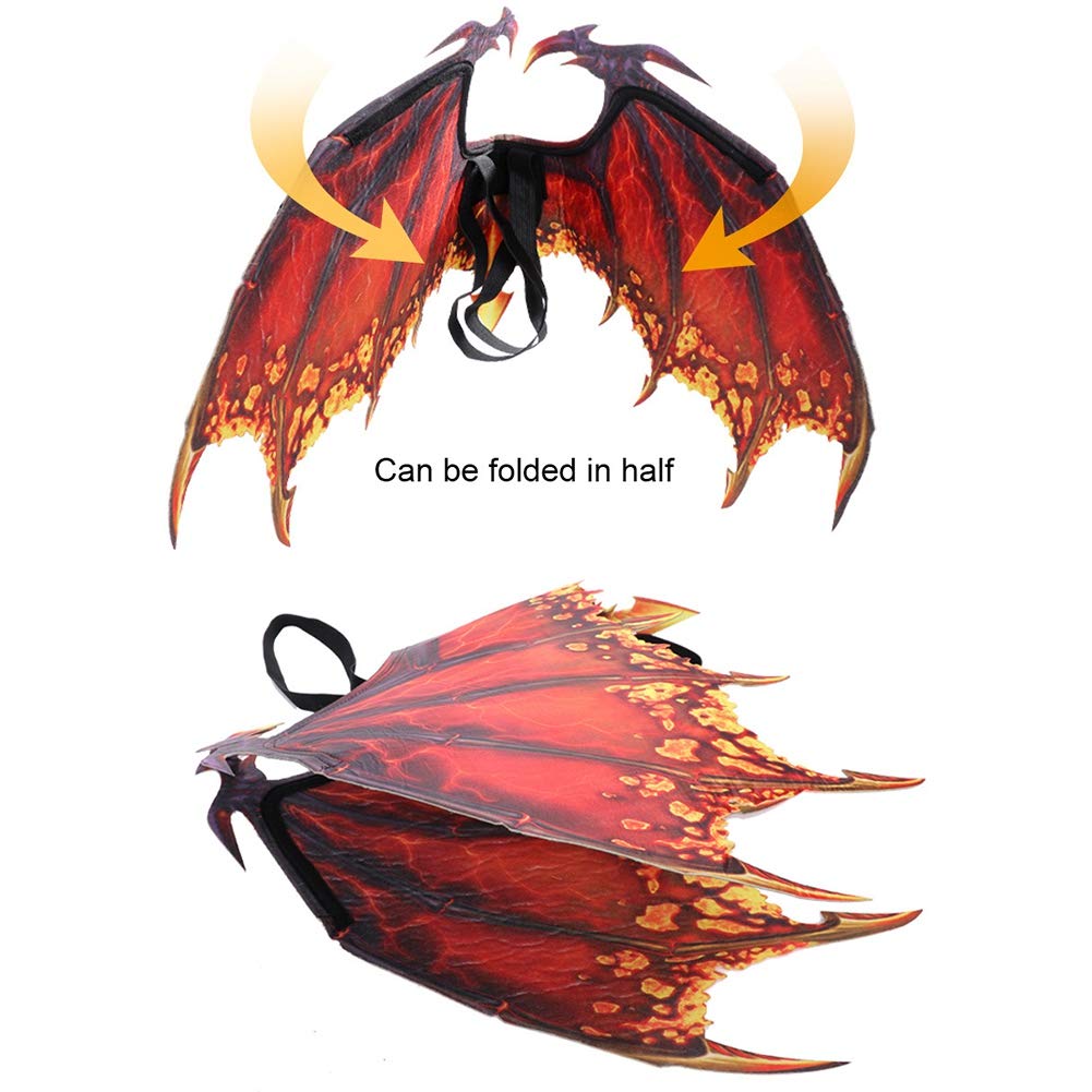 Kids Halloween Dragon Wing Costume - Glow in The Dark Wings for Cosplay, Pretend Play, Dress Up & Party Accessories - Perfect for Halloween, Christmas, Themed Parties & Role Play Adventures