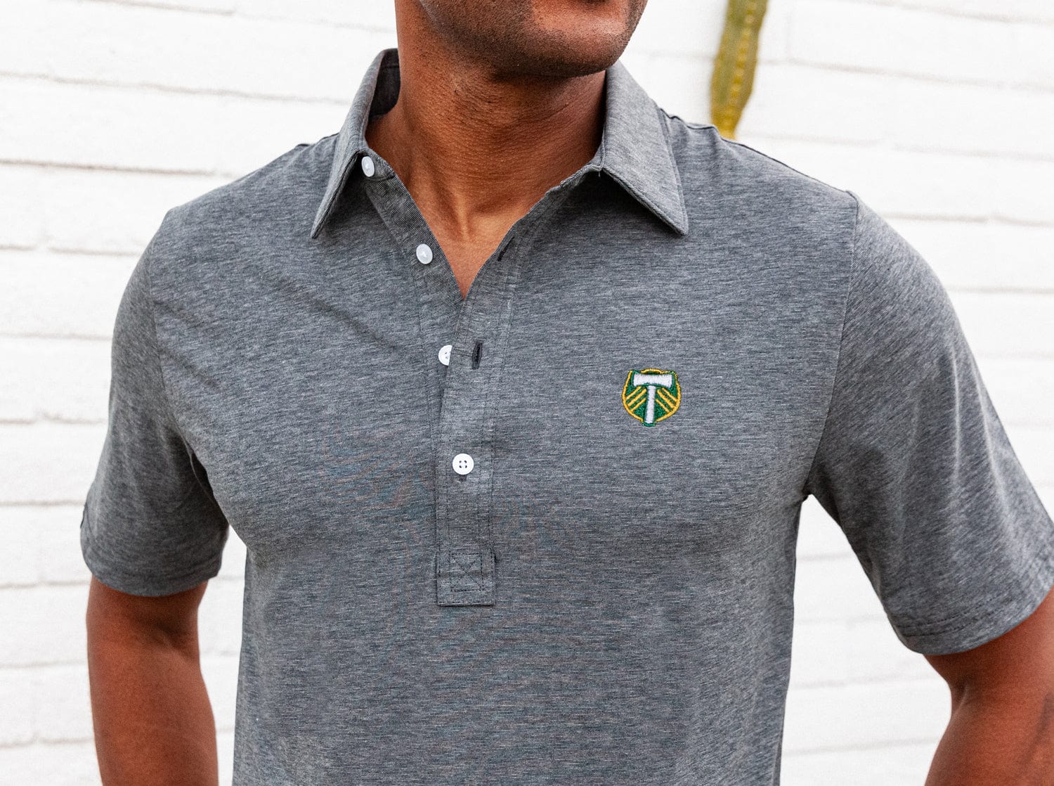 Portland Timbers Performance Range Polo Shirt - Official Badge - Heather Gray - Perfect for Soccer Fans, Game Day & Casual Wear