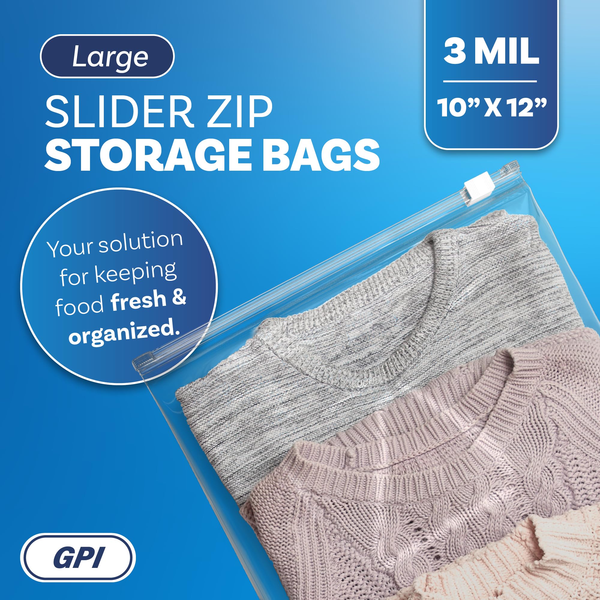 500 Count Heavy Duty Gallon Slider Zip Food Storage Bags - 10