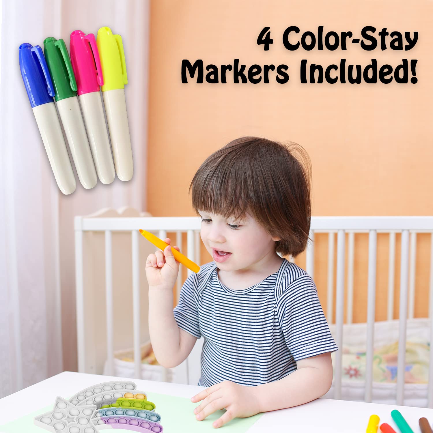 Star Pop Its Fidget Toy - Christmas Arts & Crafts Sensory Game for Kids with Markers | Stress Relief Popper Toy for Toddlers, Boys & Girls | Stocking Stuffers, Birthday Gifts & Classroom Activities