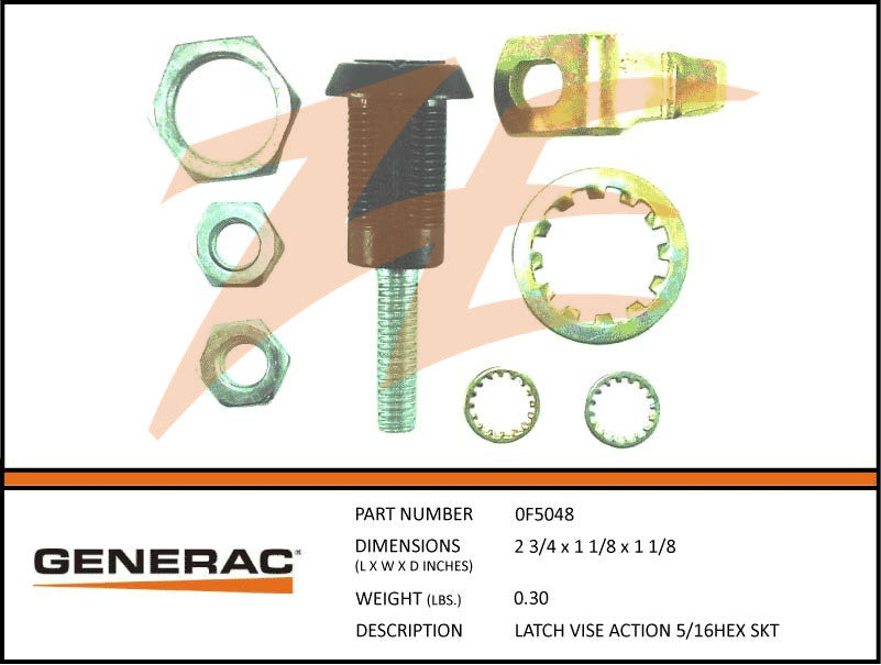 Generac 0F5048 Vice Action Latch 5/16 Hex Key - Replacement Part for Generac Power Equipment - Perfect for Generators, Pressure Washers & Outdoor Power Tools Maintenance
