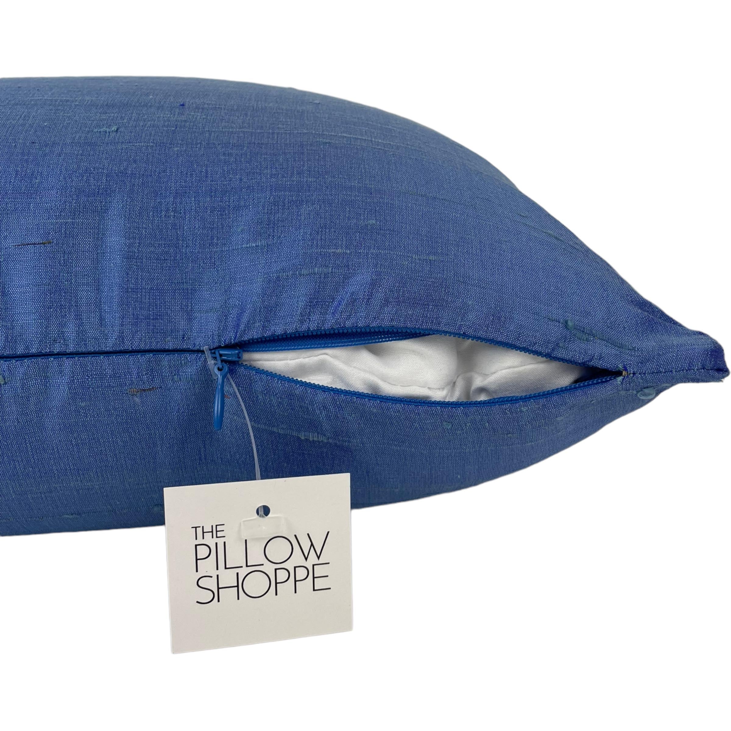 17x17 Dupioni Silk Frosted Blue Decorative Throw Pillow - Elegant Home Decor for Sofa, Bed & Living Room