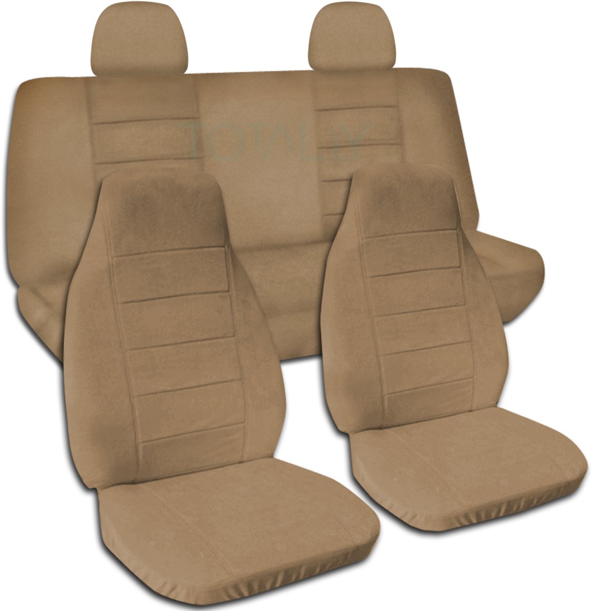 Universal Fit Solid Color Car Seat Covers Full Set - Front Buckets & Rear Bench with 2 Headrest Covers (Brown) - Compatible with Airbag/Seat Belt/Armrest/Release Lever - Perfect for SUVs, Sedans & Trucks - Durable Protection for Daily Commute & Road Trips