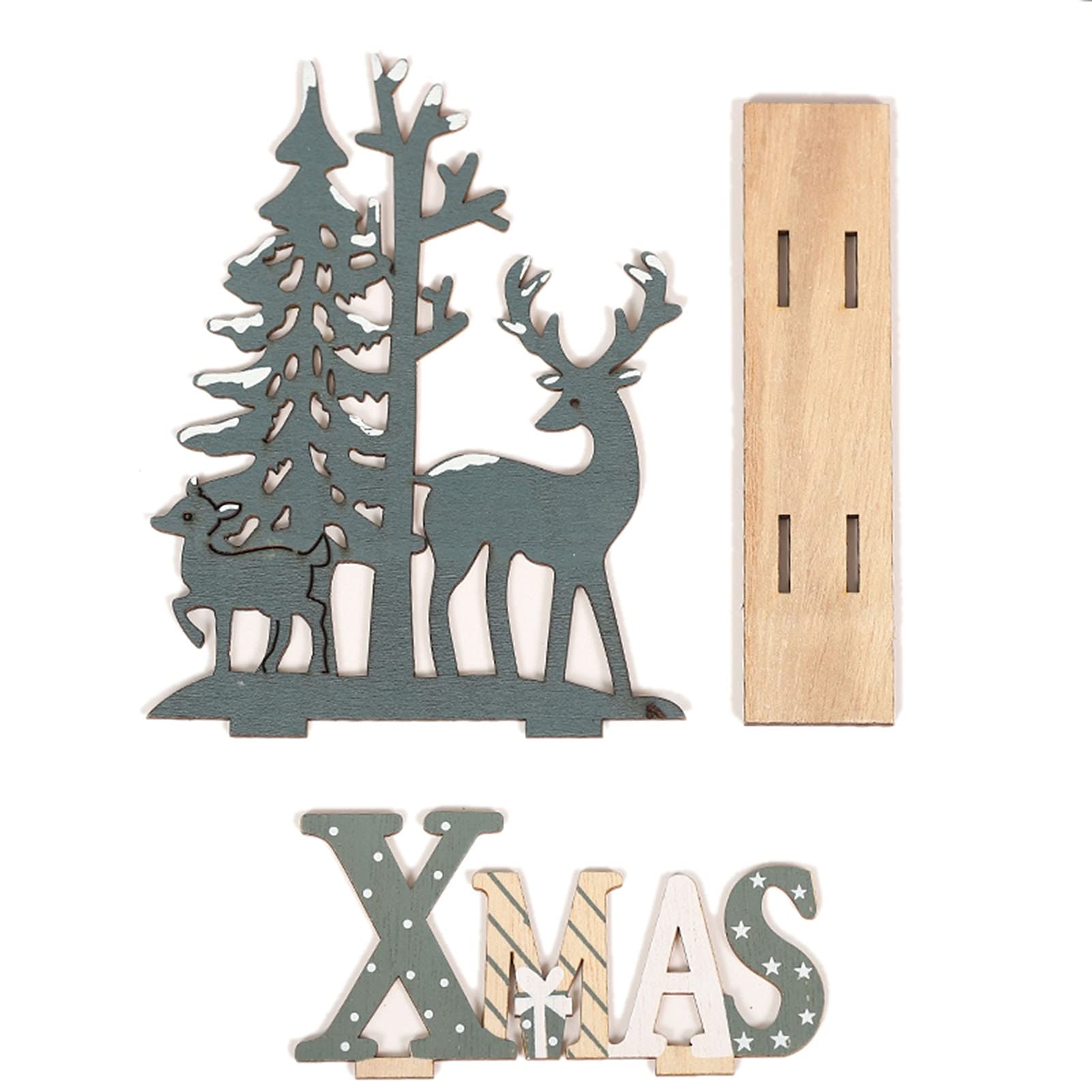 WanhaoShop Wooden Elk Christmas Ornament - Handcrafted Xmas Tree Decor for Home, Office & Party Table | Festive Holiday Décor for New Year & Winter Celebrations