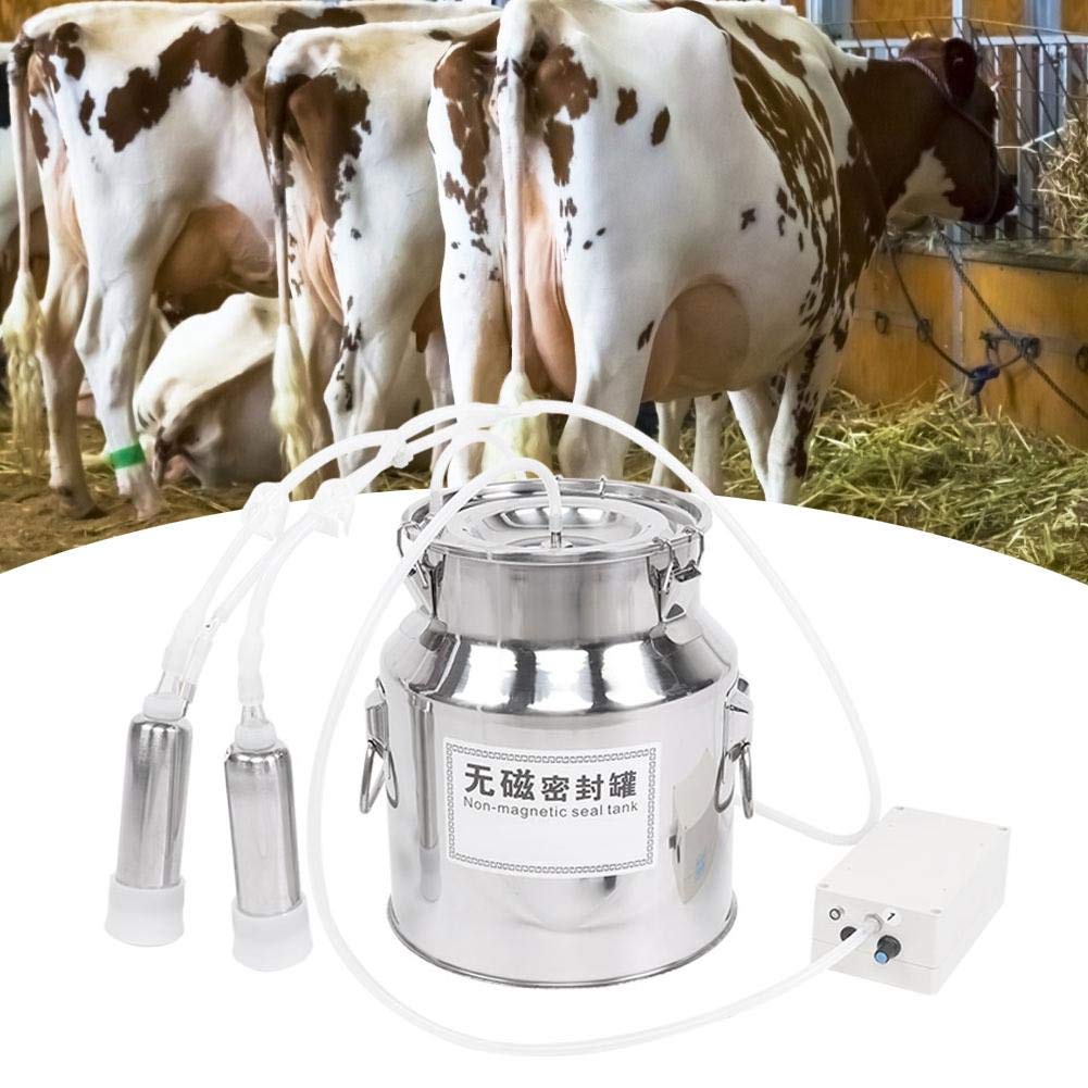 14L Portable Electric Cow/Sheep Milking Machine Kit - Adjustable Speed & Pulsation with 2 Teat Cups & Stainless Steel Bucket - Ideal for Dairy Farms, Homesteads, and Small Livestock Operations (Cow, Goat, Sheep)