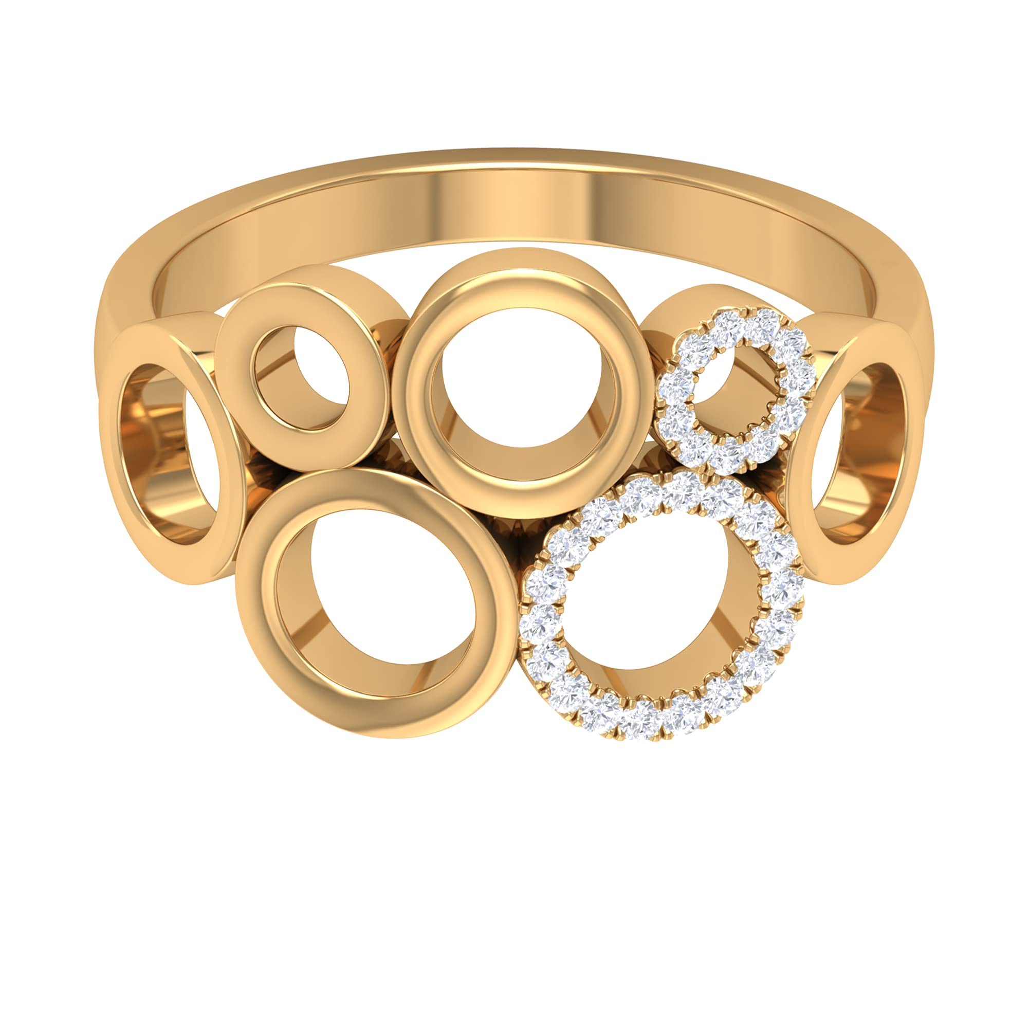 14K Solid Gold Prong Set Diamond Bubble Ring for Women - High SI Quality, Elegant & Sparkling Jewelry for Engagement, Anniversary, or Special Occasion Gifts