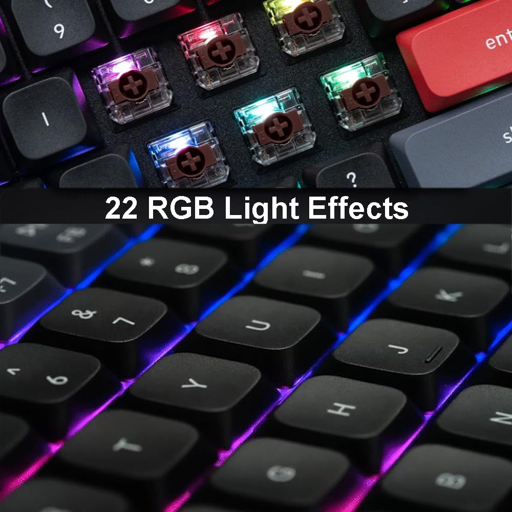 Keychron K5 Pro Wireless Mechanical Keyboard - 100% Full Size 108 Keys, QMK/VIA Programmable, Ultra-Slim RGB Backlit, Low Profile Gateron Brown Switches, Bluetooth/Wired for Mac/Windows/Linux - Perfect for Office, Gaming & Programming
