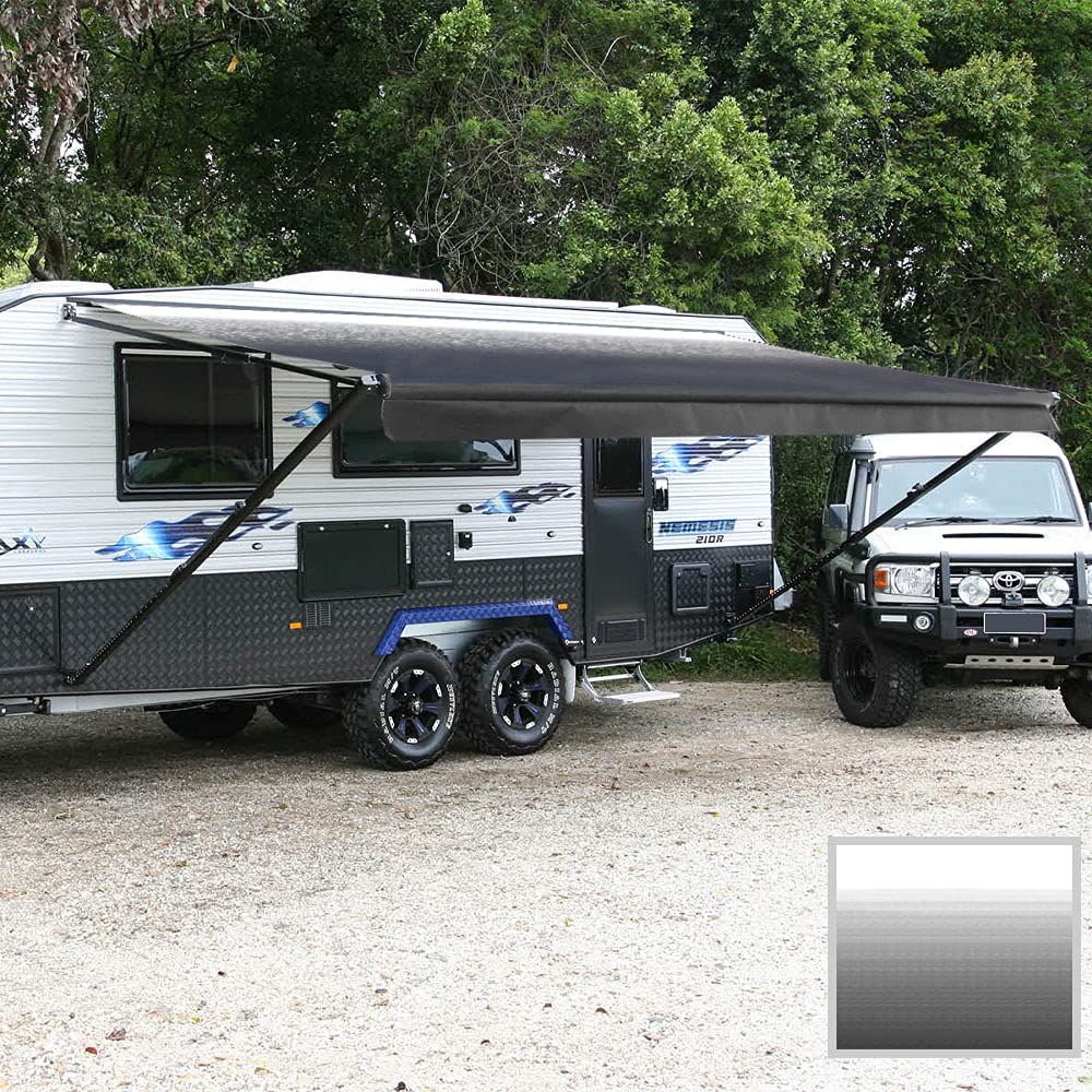 Premium Suncode RV Awning Replacement - 16FT Heavy-Duty Vinyl Canopy with Waterproof & UV Protection - Black Fade-Resistant Camper Shade Screen for Outdoor Camping & Travel Adventures