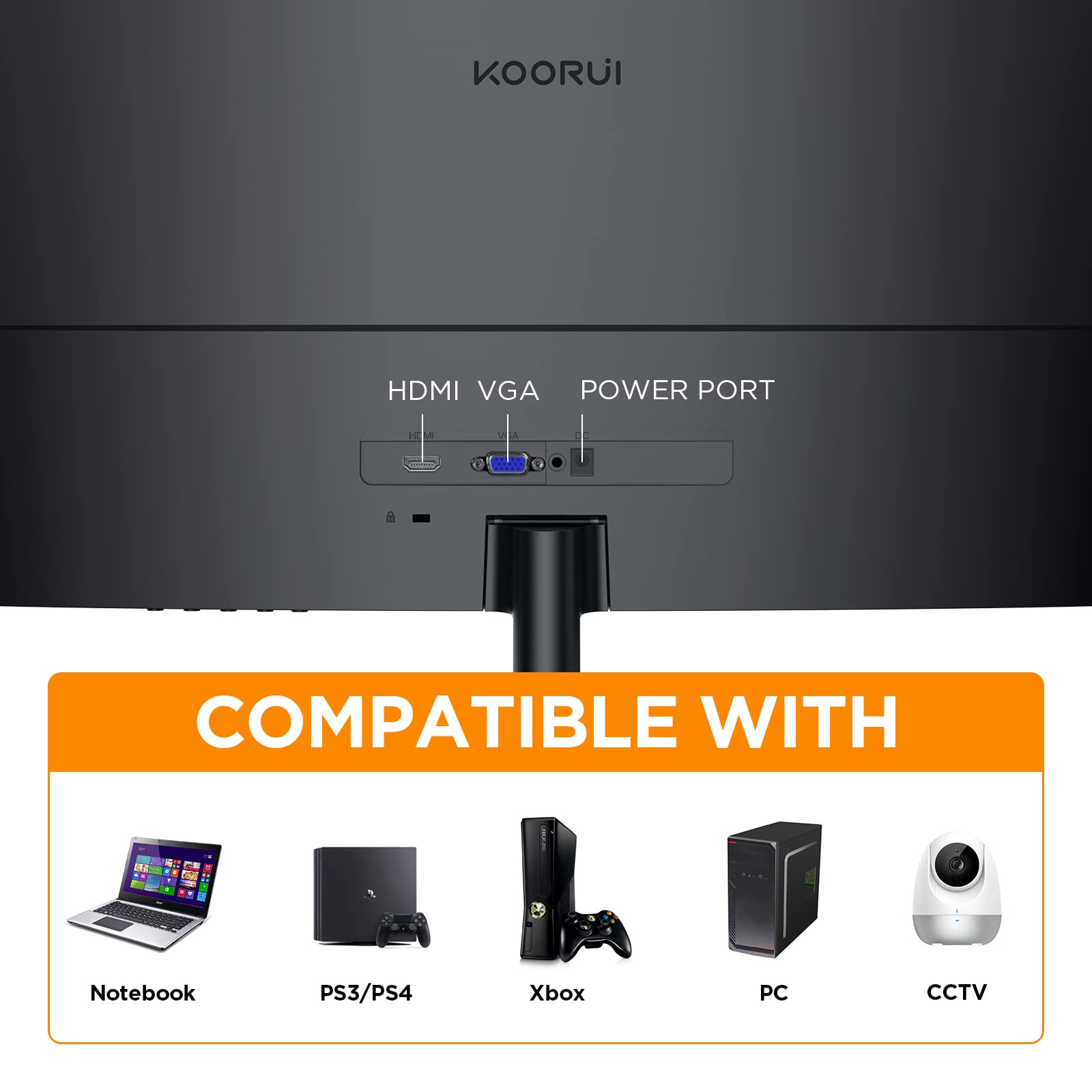 KOORUI 23.6 Inch FHD Curved Gaming Monitor - 1800R Curvature VA Panel, 60Hz Refresh Rate, HDMI & VGA Ports, Eye Care Technology, Adjustable Tilt - Perfect for Home Office, Gaming & Entertainment (Black, Model 24N5C)