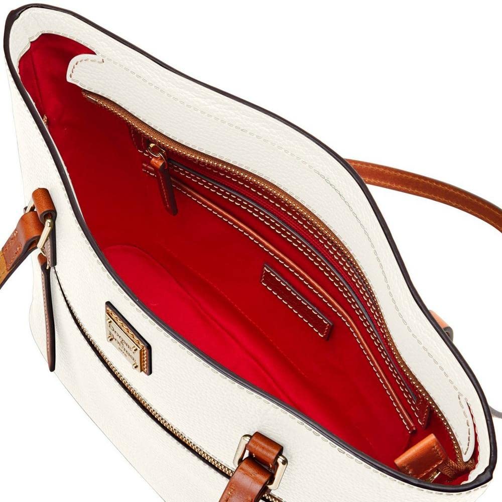Dooney & Bourke Pebble Grain Large Shopper Tote Bag for Women - Premium Leather Handbag with Spacious Interior, Durable & Stylish (White) - Perfect for Work, Travel & Everyday Use