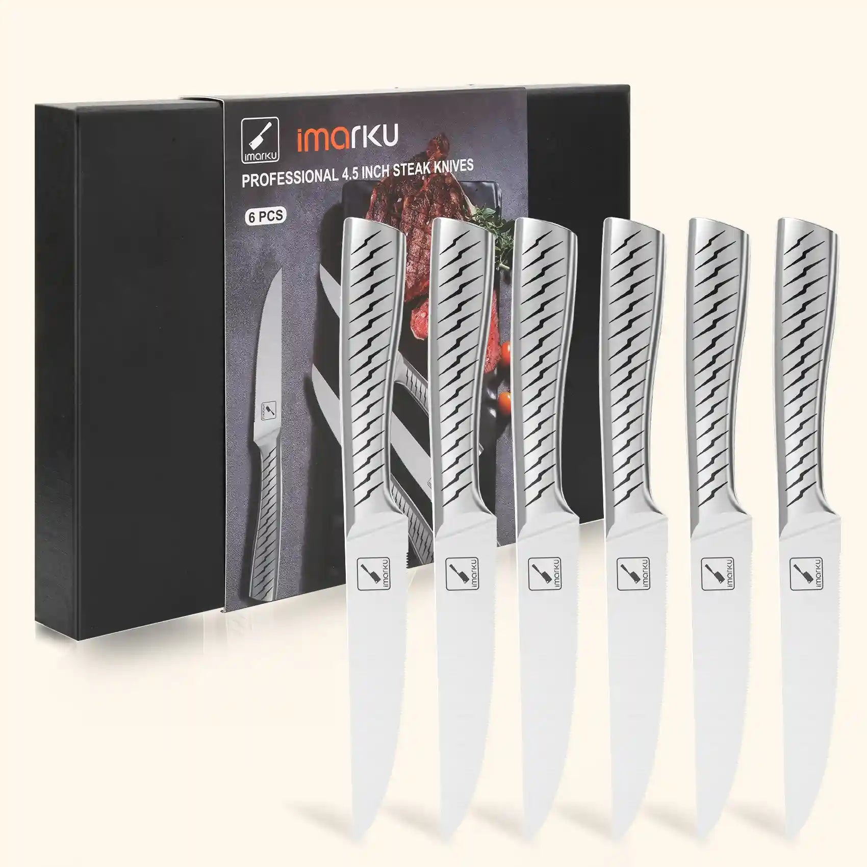 Premium Serrated Steak Knife Set - 4-Piece with Lightning Pattern Design for Effortless Cutting | Perfect for Steak Dinners, BBQ Parties & Fine Dining Experience