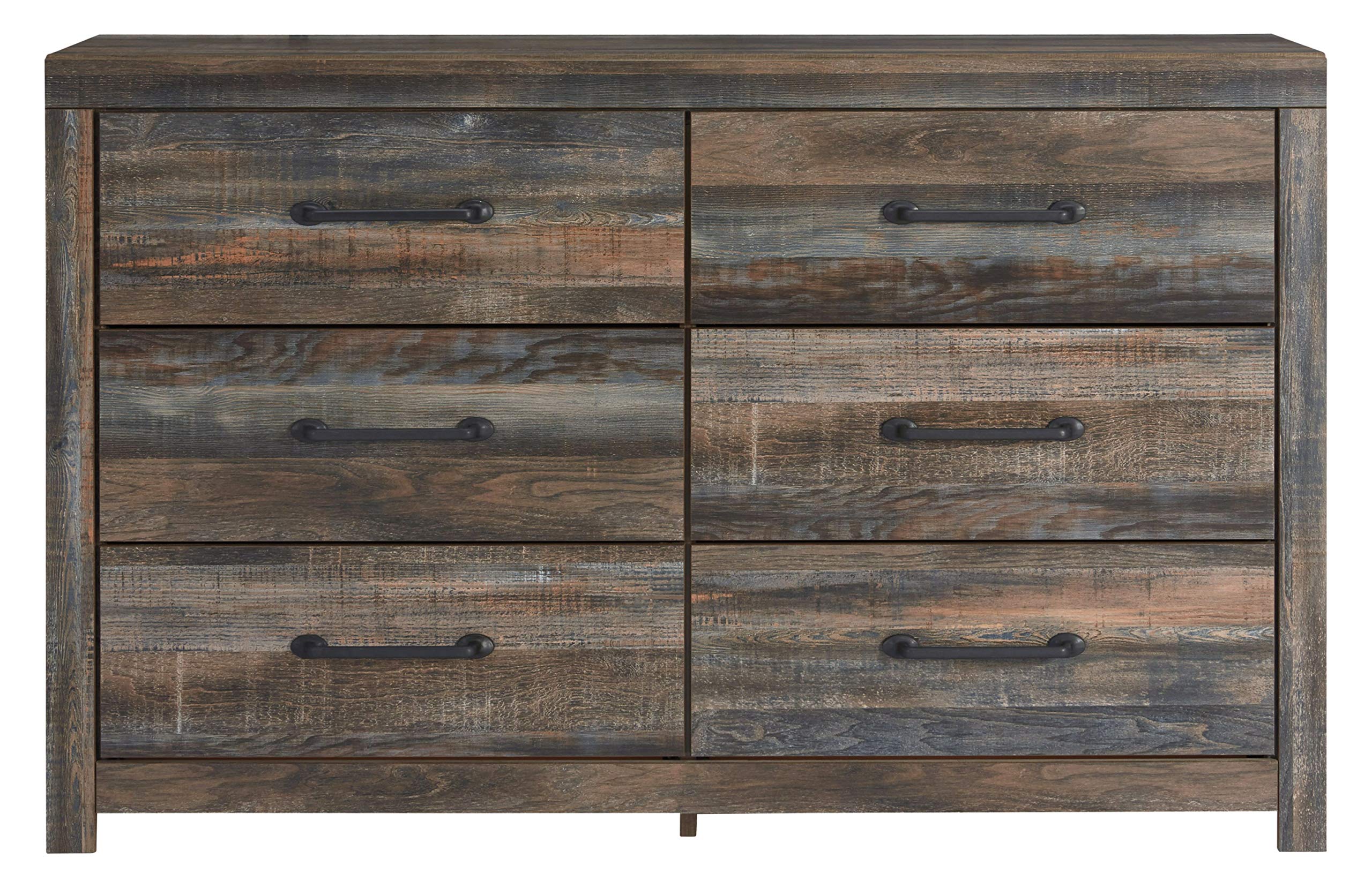 Signature Design by Ashley Drystan Rustic Industrial 6-Drawer Dresser in Weatherworn Brown - Perfect for Bedroom Storage & Farmhouse Decor