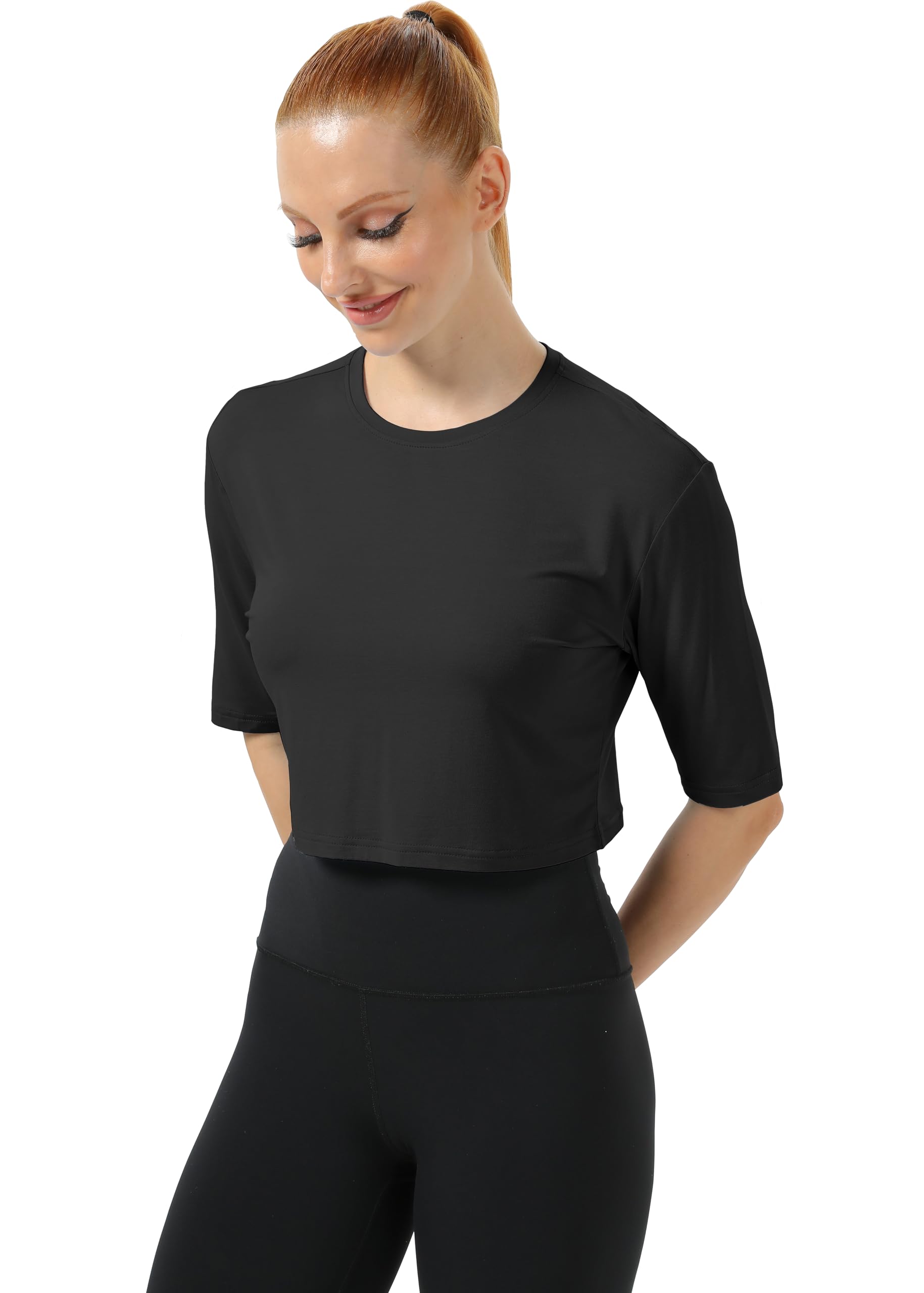 Women's Mippo Workout Crop Tops - Short Sleeve Athletic Shirts for Gym & Yoga - Loose Fit Cropped T-Shirts - Perfect for Running, HIIT & Fitness Training