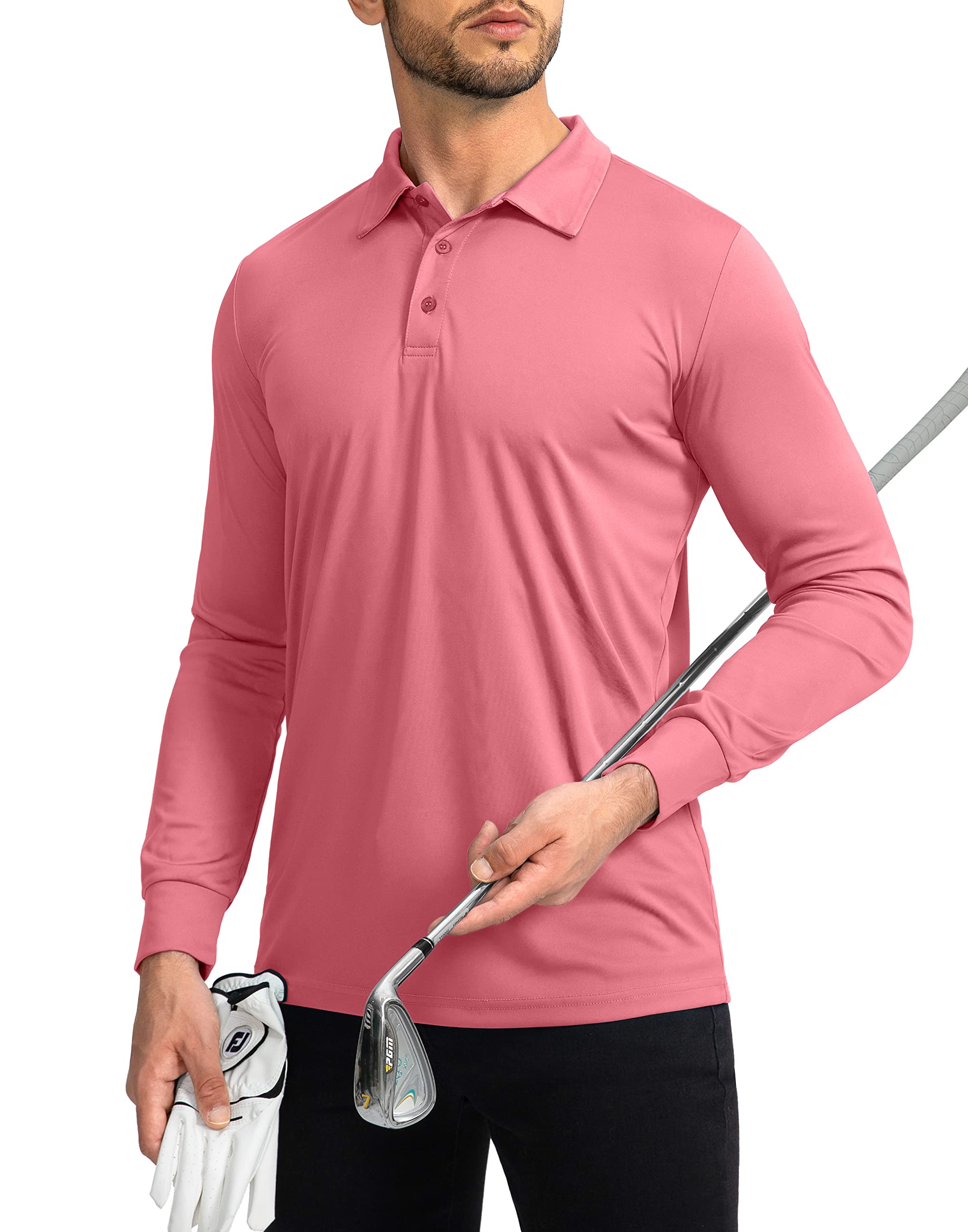 Men's Long Sleeve Polo Shirt - UPF 50+ Sun Protection Golf Shirt | Lightweight, Breathable & Cool for Golf, Work, Fishing & Outdoor Activities