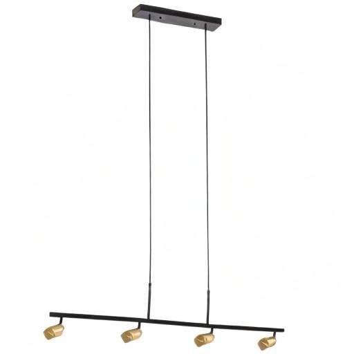 Shura 4-Light Black and Brass LED Track Light Pendant with Rotatable Spotlights - 3000K Warm White, 1960 Lumens - Modern Ceiling Lighting for Living Room, Kitchen, Dining Room, Retail Stores