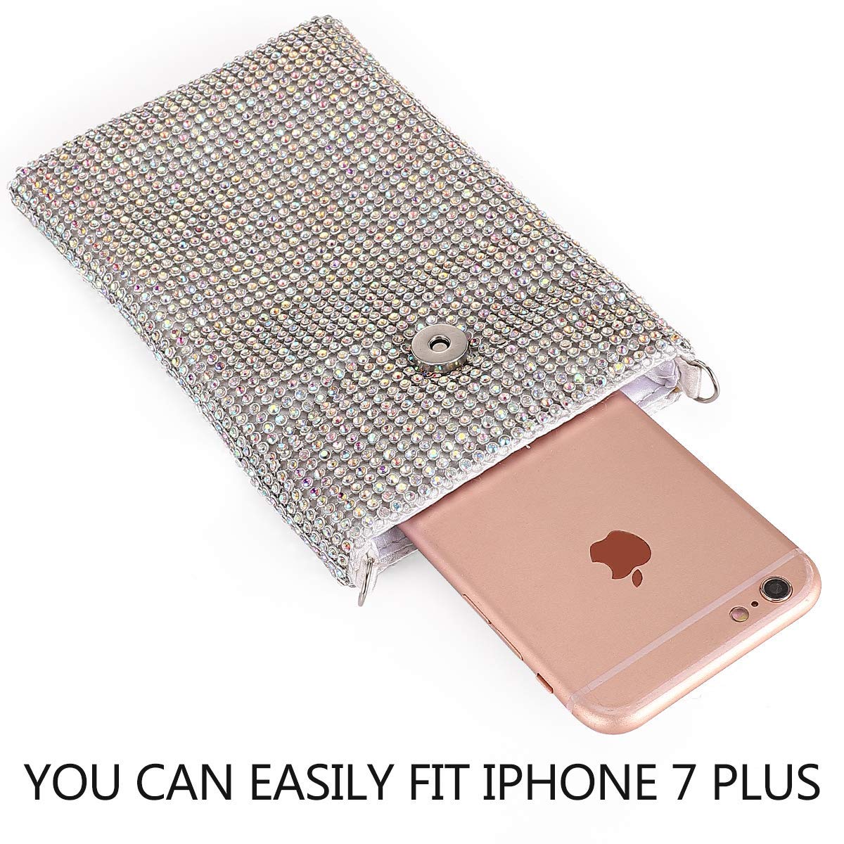 Sparkly Mini Evening Handbag for Women - Glitter Crystal Diamante Clutch Purse with Metal Mesh, Crossbody Phone Wallet (Perfect for Parties, Weddings & Night Out)
