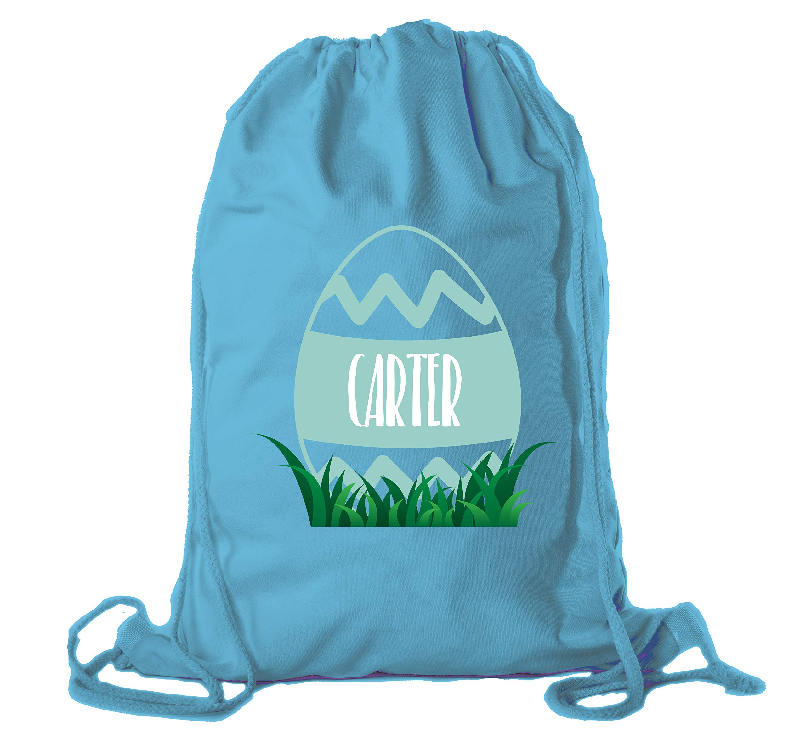 Custom Easter Basket Bags - Personalized Cotton Drawstring Backpacks with Zig Zag Egg Design for Kids & Adults - Perfect for Easter Egg Hunts, Gift Giving & Spring Celebrations