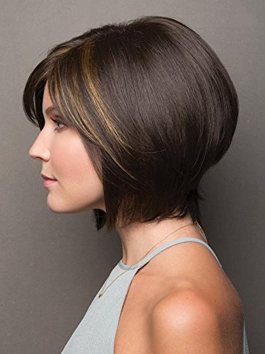 Jolie Wig - Maple Sugar Rooted Short Modern Bob Synthetic Hair with Monofilament Top & Side Part | Includes Comb & Hair Loss Booklet | Perfect for Daily Wear, Cosplay & Hair Loss Solutions